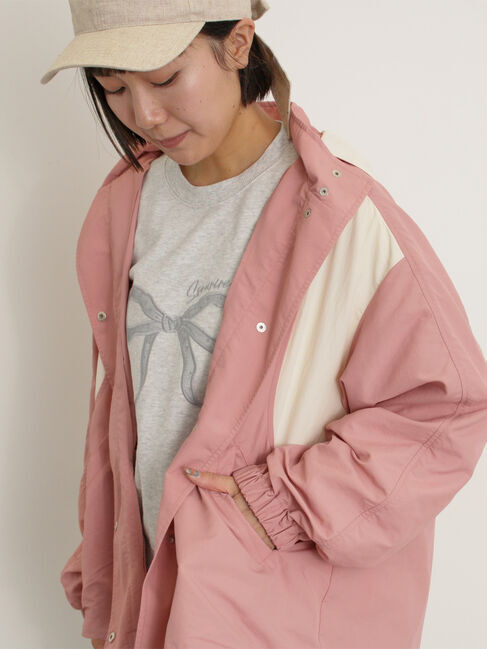 Samansa Mos2「【撥水加工】切替2WAY配色パーカー」|ブルゾン・スタジャン|ピンク