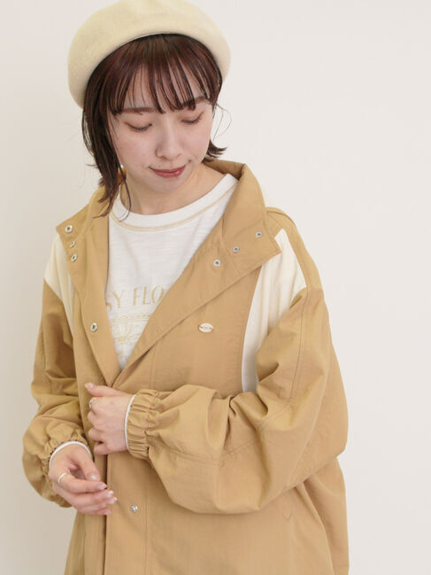 Samansa Mos2「【撥水加工】切替2WAY配色パーカー」|ブルゾン・スタジャン|ベージュ