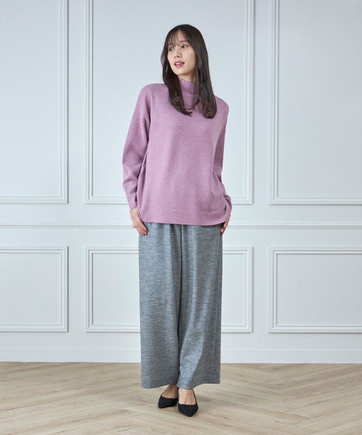 7-IDconcept.「《大きいサイズ》ミラノリブハイネックプルオーバー　　」|ニット・セーター|