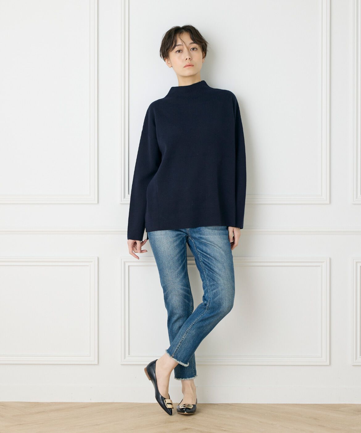 7-IDconcept.「《大きいサイズ》ミラノリブハイネックプルオーバー　　」|ニット・セーター|