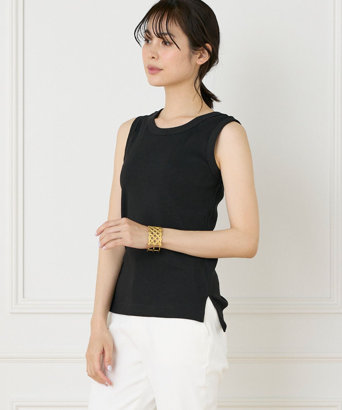 INED「コットンリブタンクトップ《YVON》」|タンクトップ|ブラック