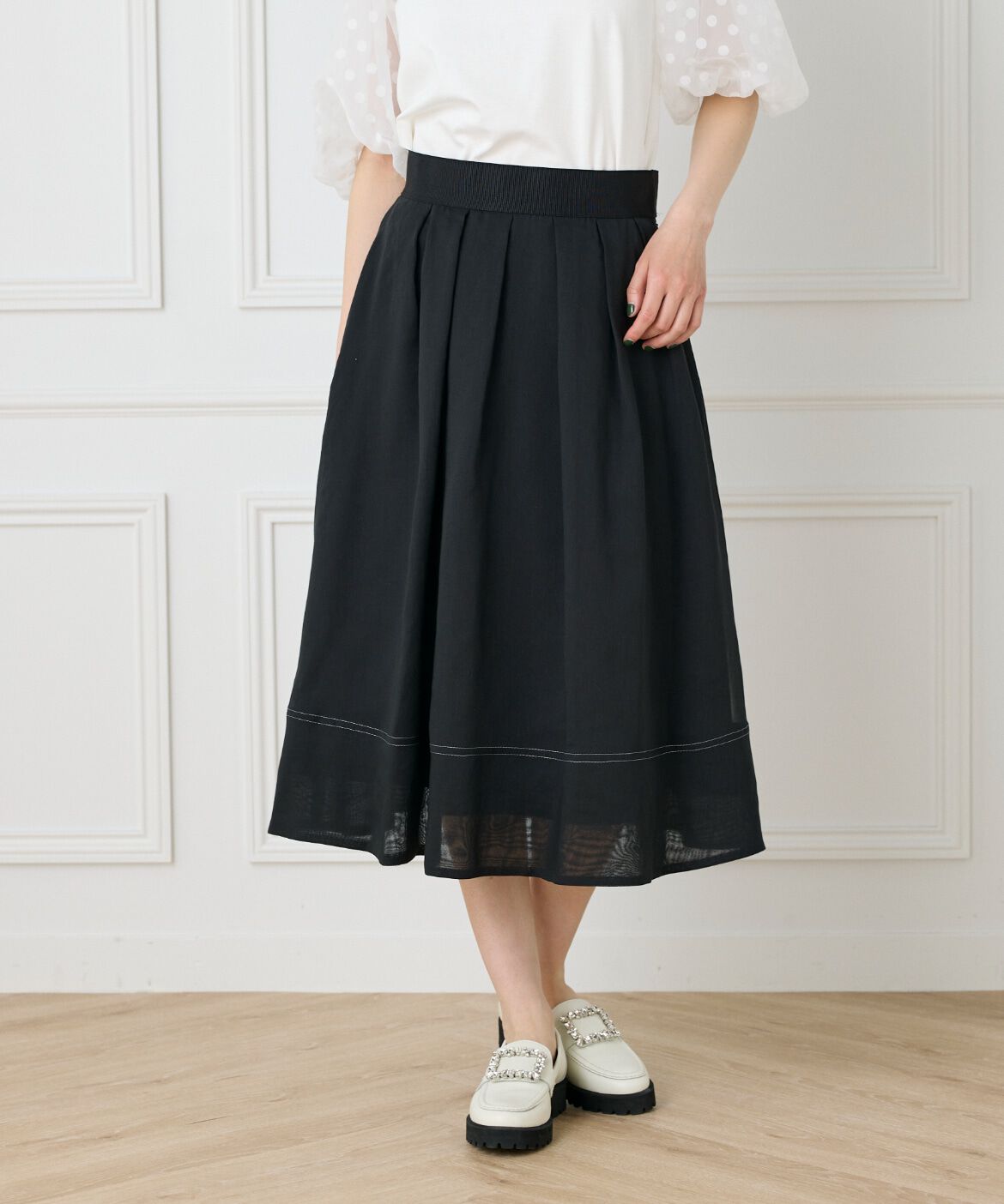 Maglie le cassetto「《大きいサイズ》シアータックスカート」|フレア|