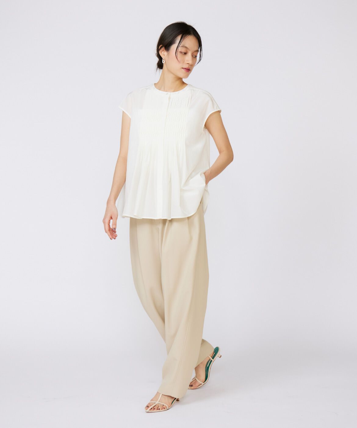 INED「フロントピンタックブラウス」|シャツ・ブラウス|