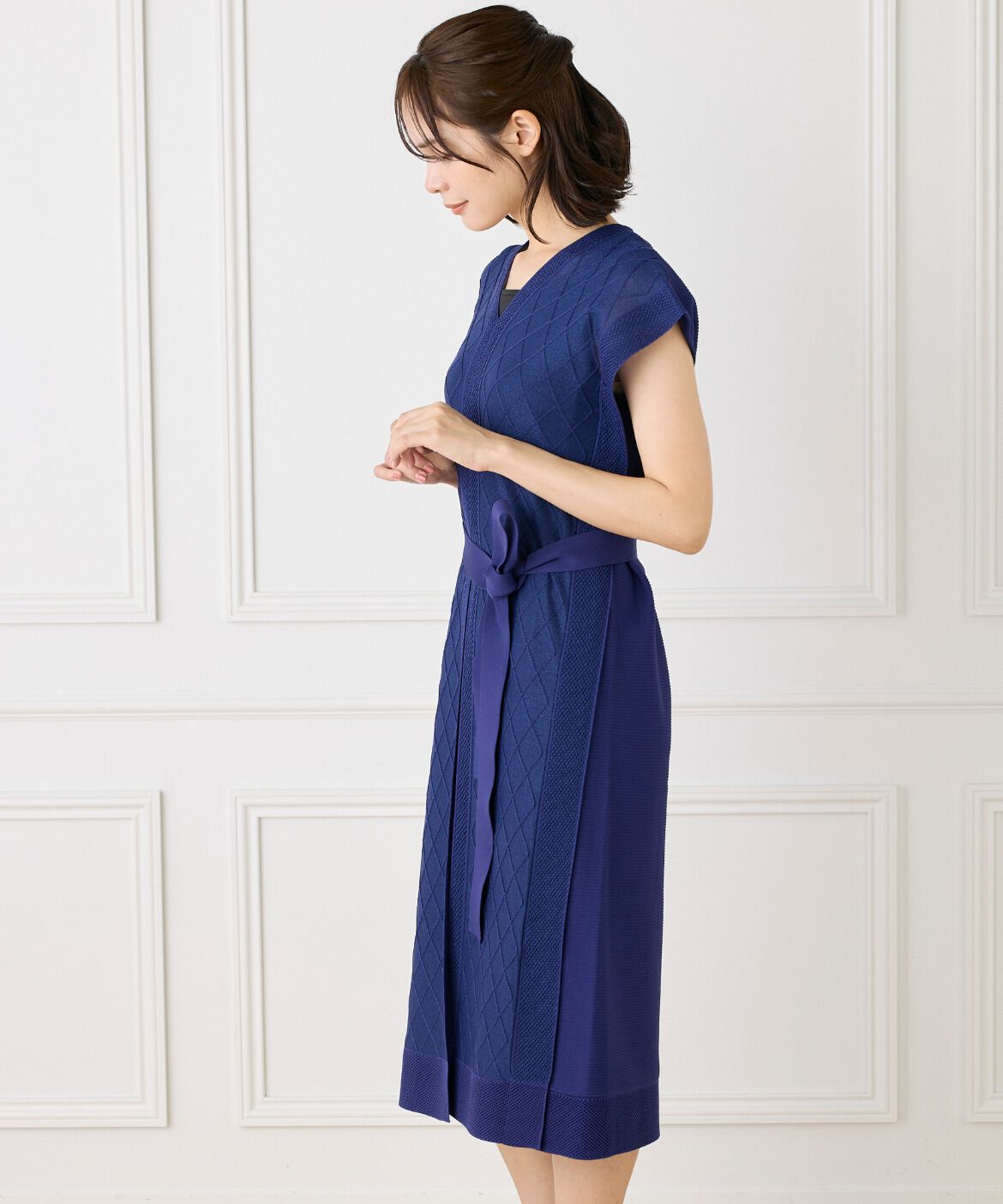 ef-de Black「シアーアーガイル サックワンピース」|ワンピース|