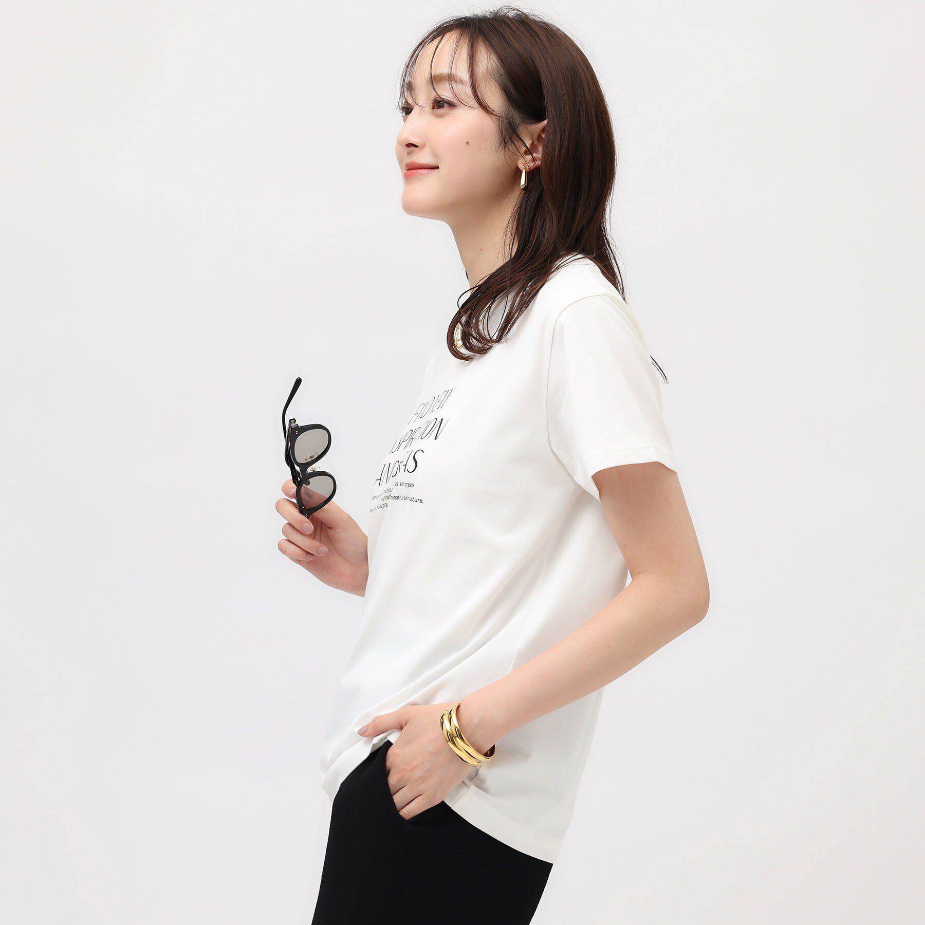 UNTITLED「【なめらかな肌触り】シルケットロゴTシャツ」|Tシャツ・カットソー|