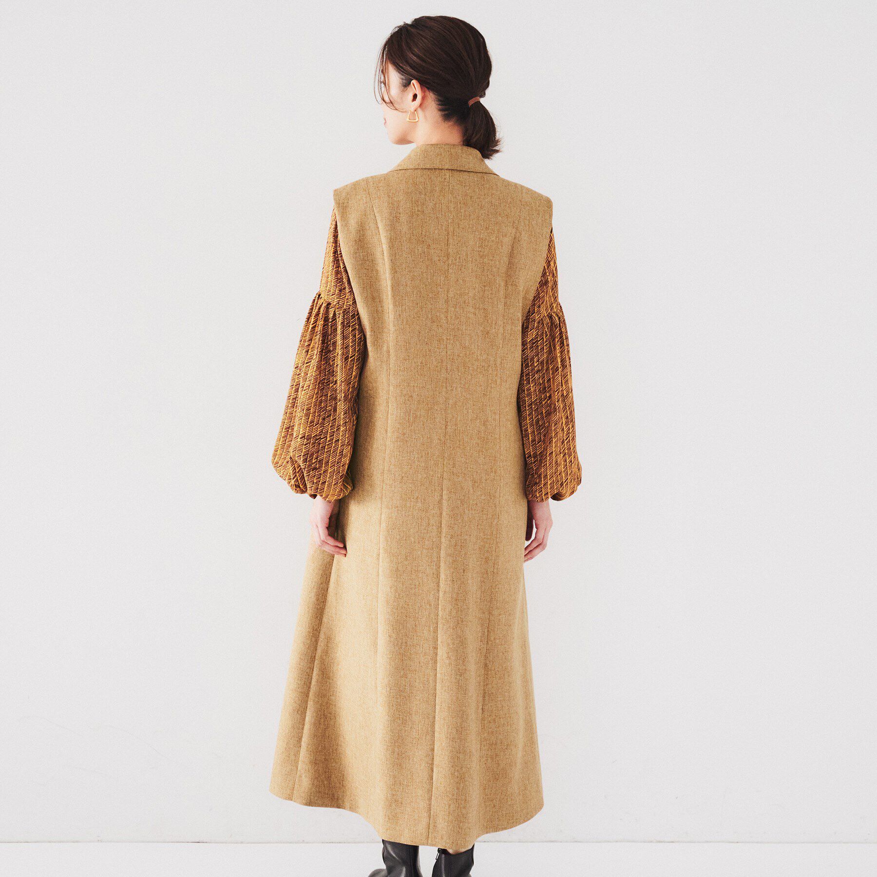 UNTITLED「【ツイードライク/セットアップ可】メランジ ロングジレ」|ベスト・ジレ|