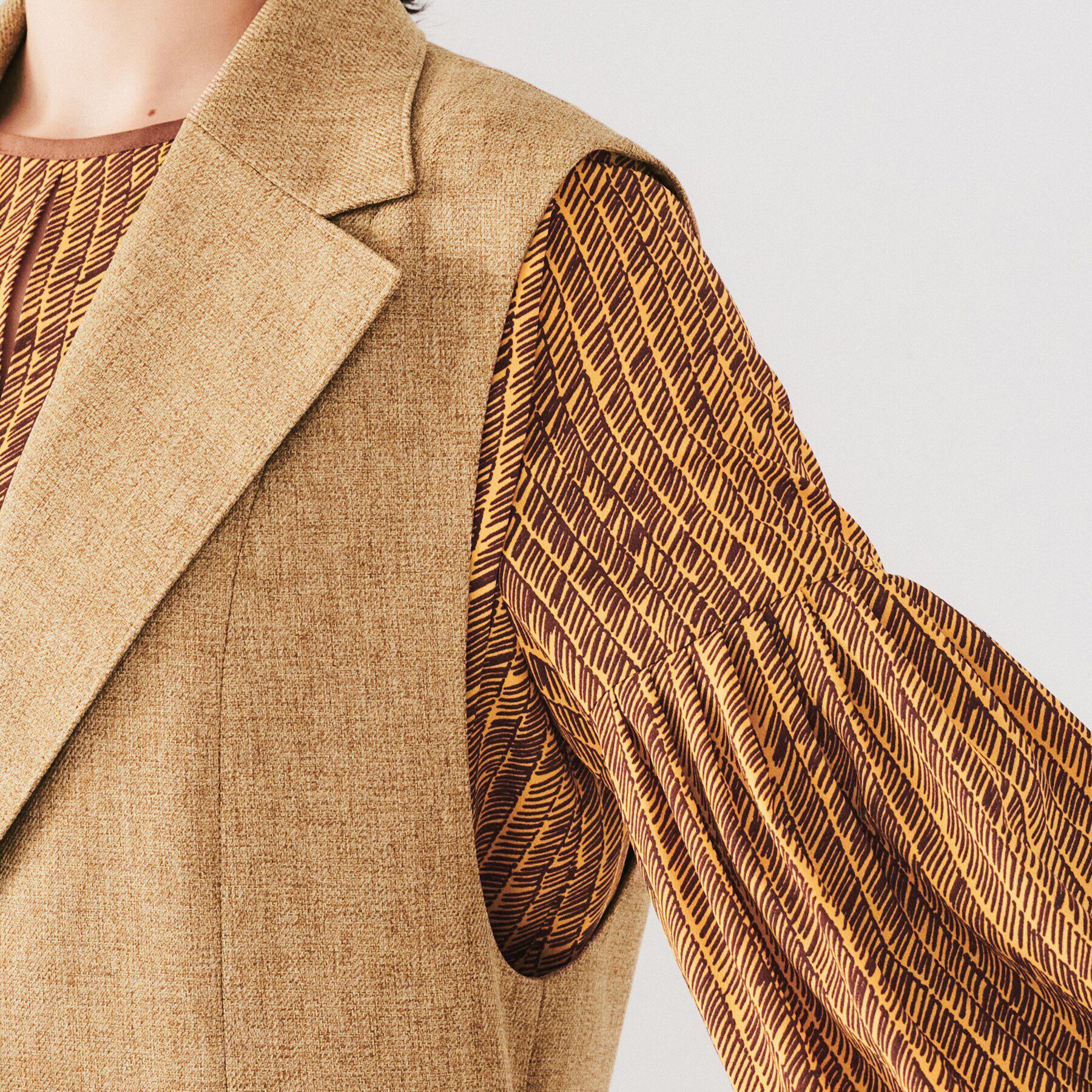 UNTITLED「【ツイードライク/セットアップ可】メランジ ロングジレ」|ベスト・ジレ|