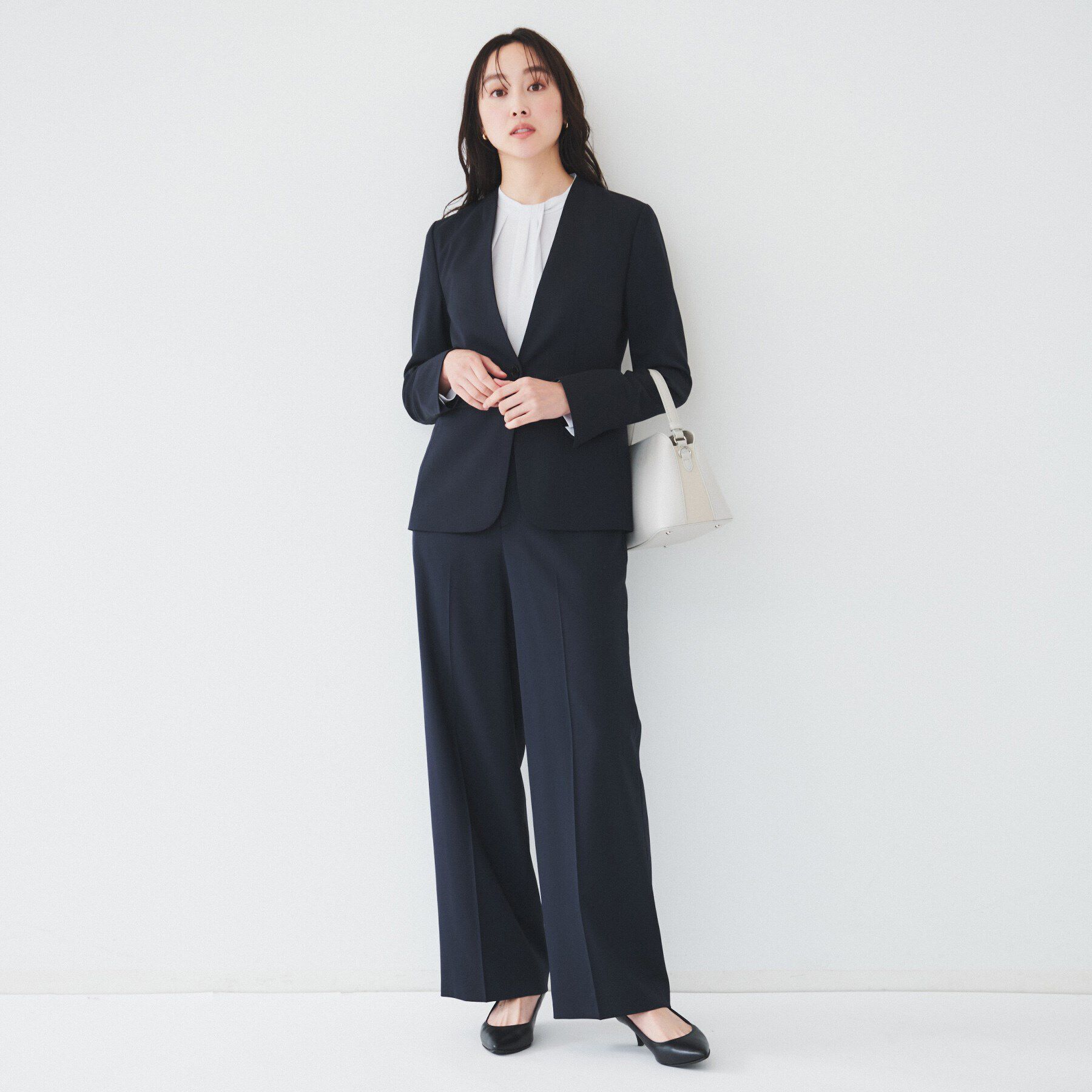 UNTITLED「レジェールギャバ 背抜きカラーレスジャケット」|ノーカラージャケット|