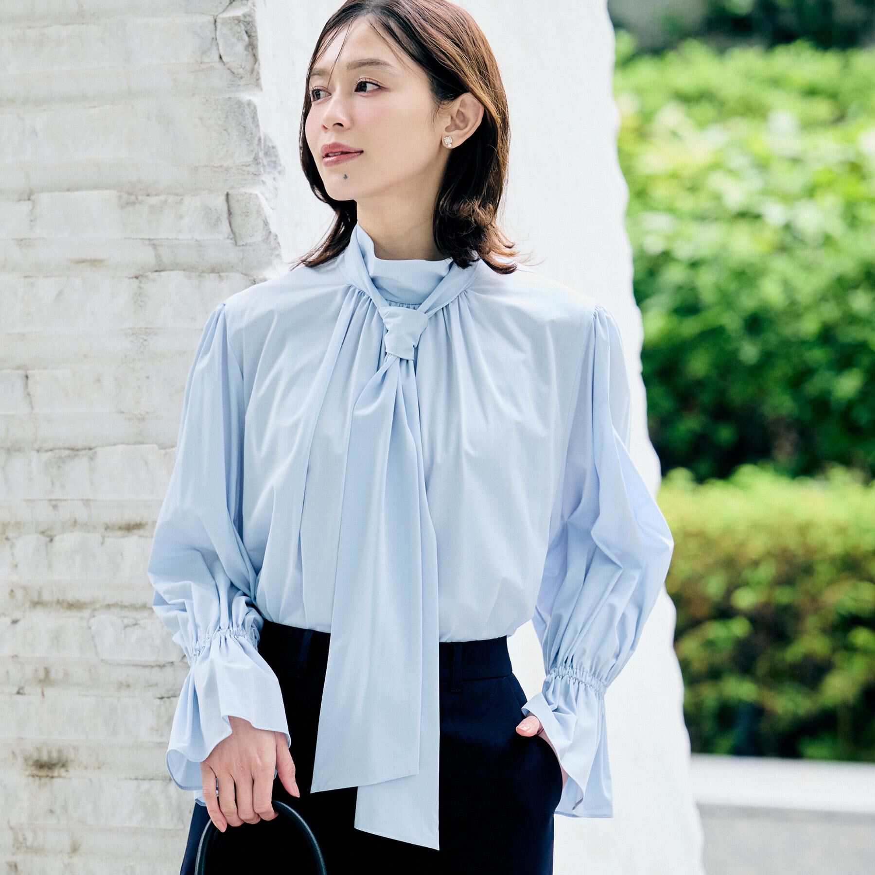 UNTITLED「2WAYボウタイブラウス」|シャツ・ブラウス|サックスブルー(09
