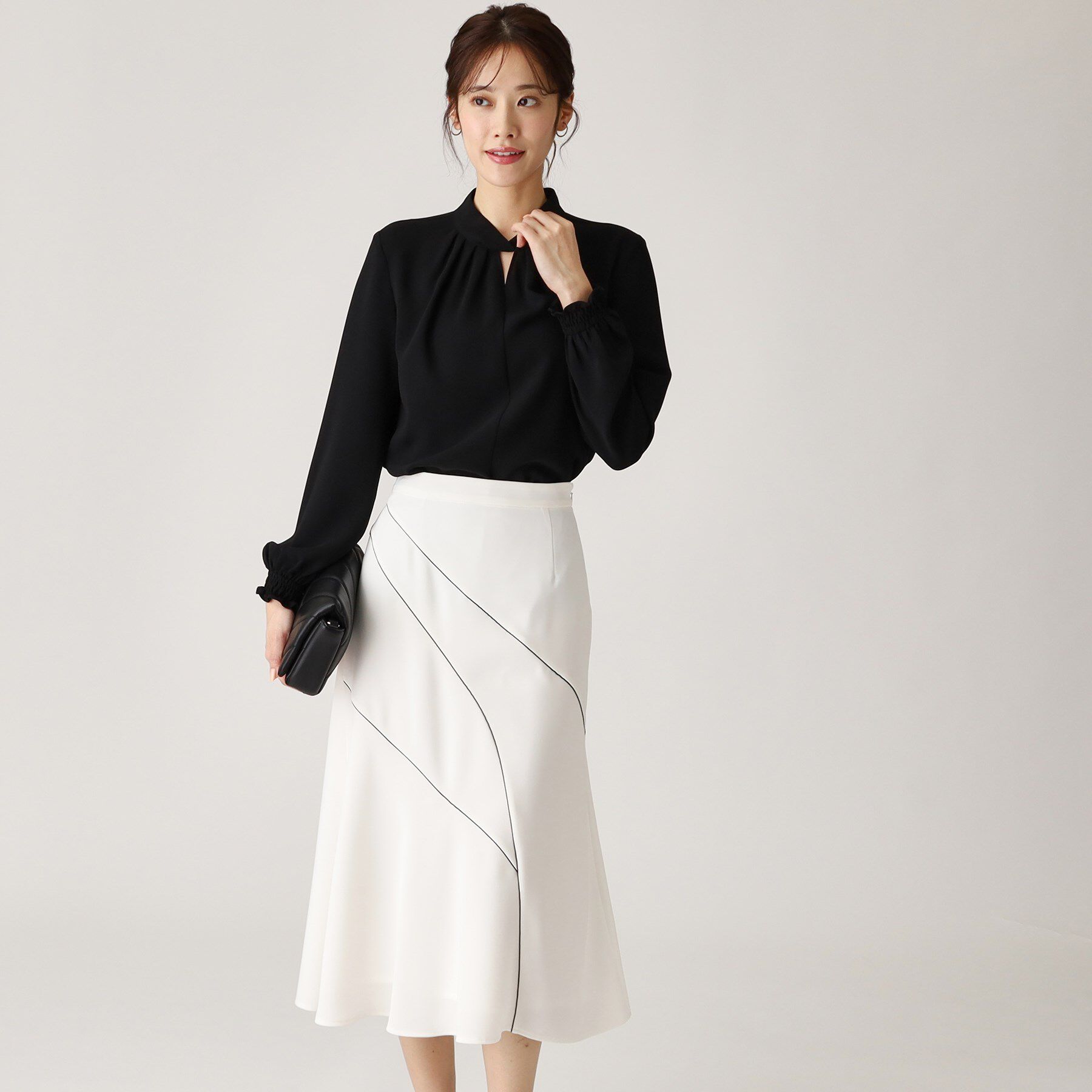 COUP DE CHANCE「【洗える／日本製】セミフレアスカート」|スカート|ホワイト(001)