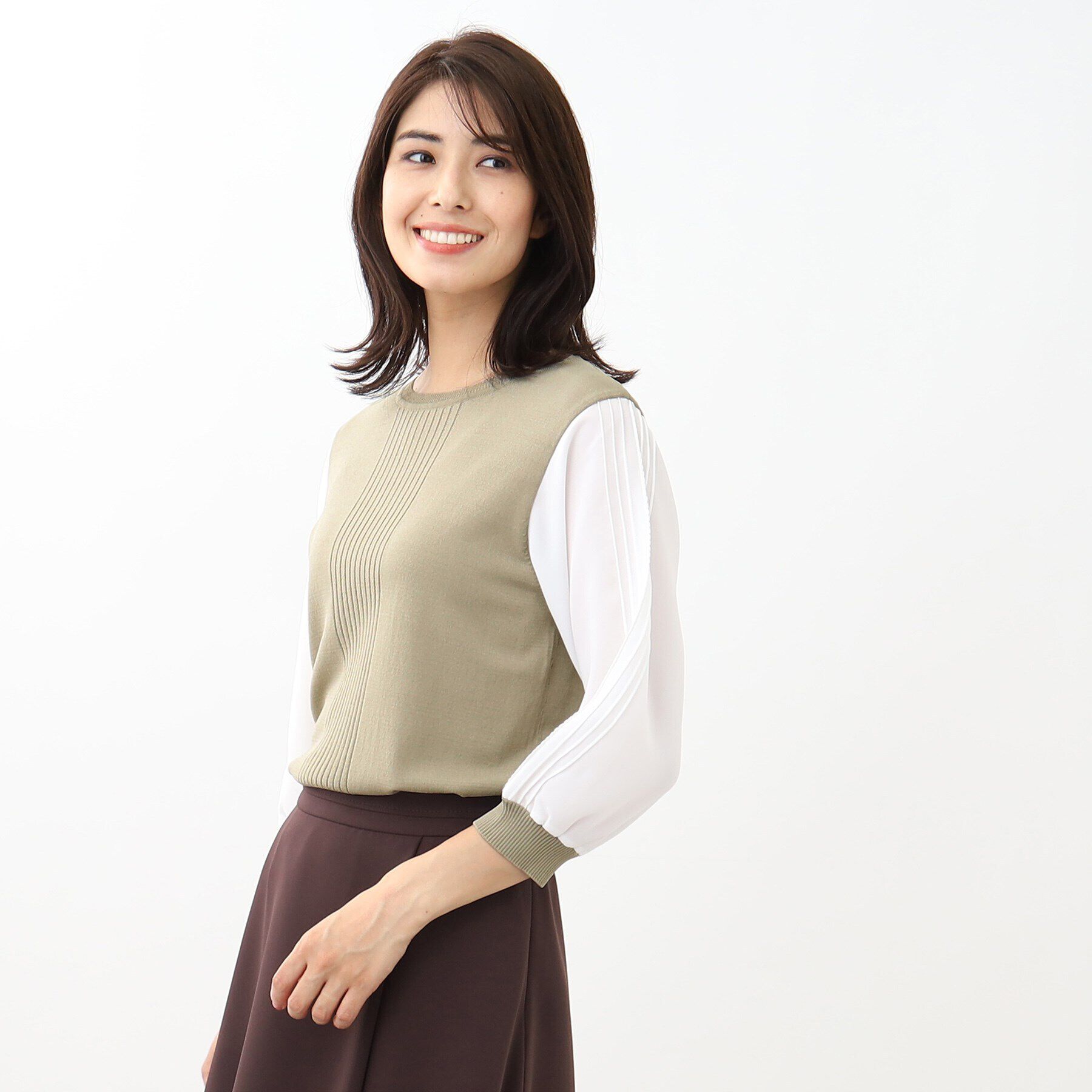 Reflect「【WEB限定カラーあり／UVカット／接触冷感／洗える／涼しく着られる】シフォンスリーブニット」|ニット・セーター|