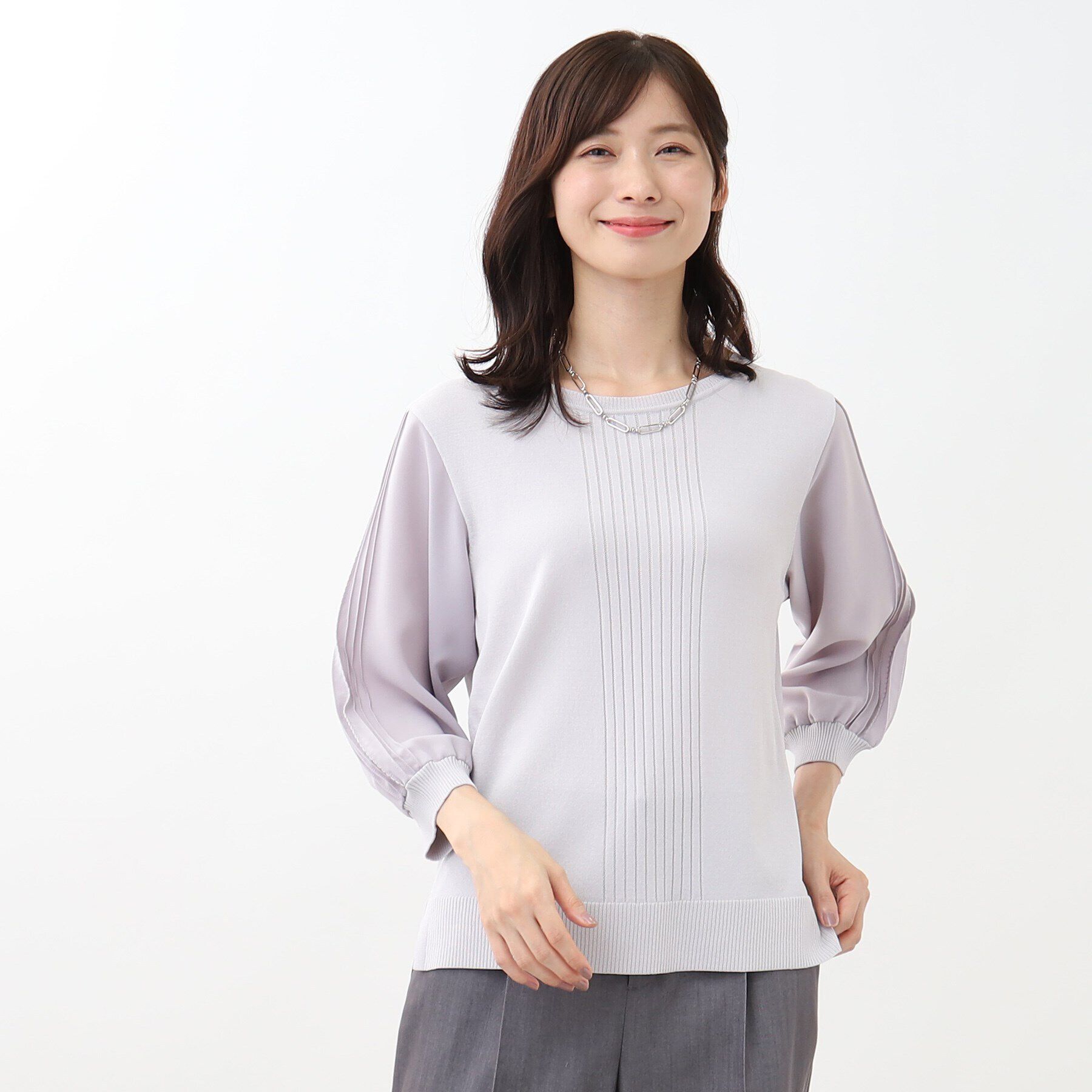 Reflect「【WEB限定カラーあり／UVカット／接触冷感／洗える／涼しく着られる】シフォンスリーブニット」|ニット・セーター|