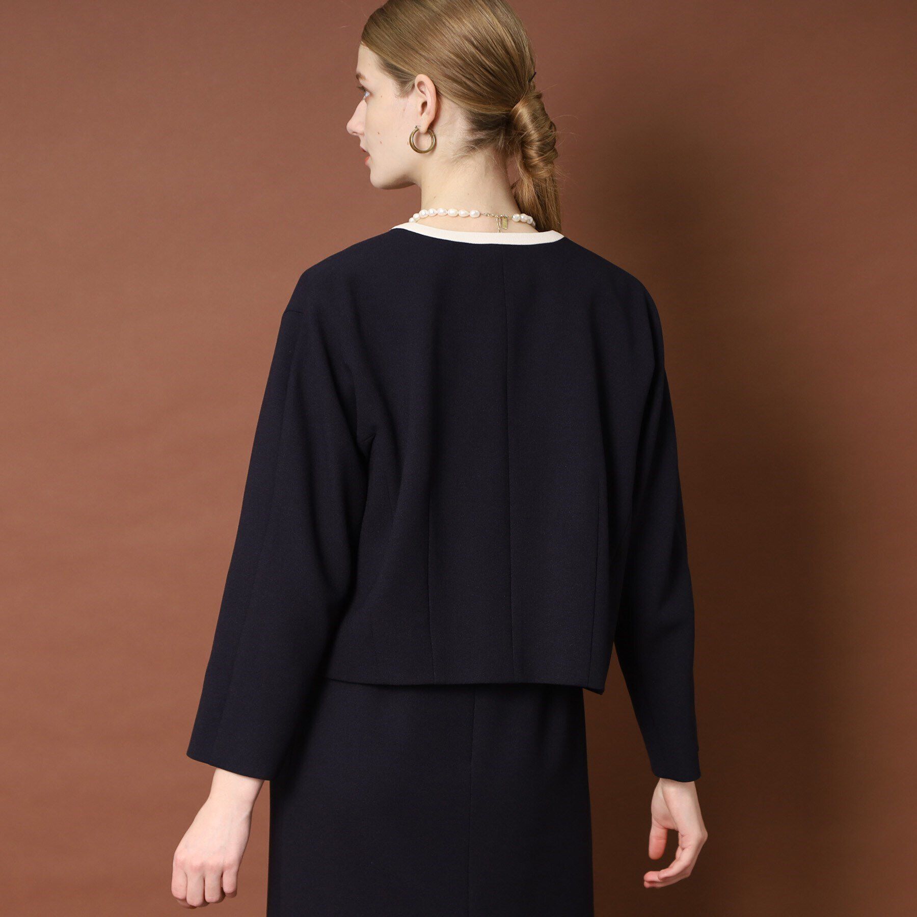 DRESSTERIOR「【セットアップ可】バイカラーショートジャケット」|ノーカラージャケット|