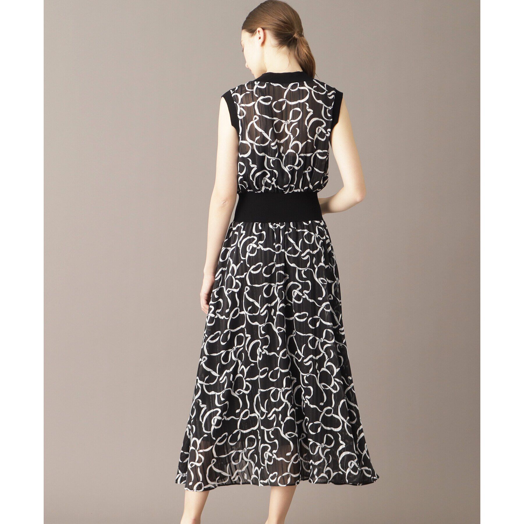 DRESSTERIOR「シアーリボンテーププリントドレス」|ワンピース|