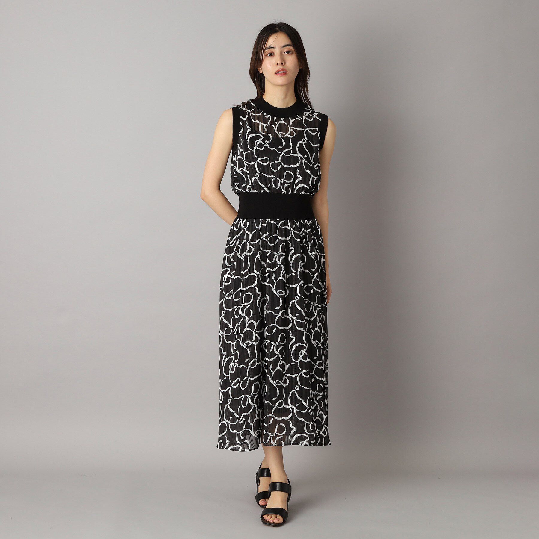 DRESSTERIOR「シアーリボンテーププリントドレス」|ワンピース|