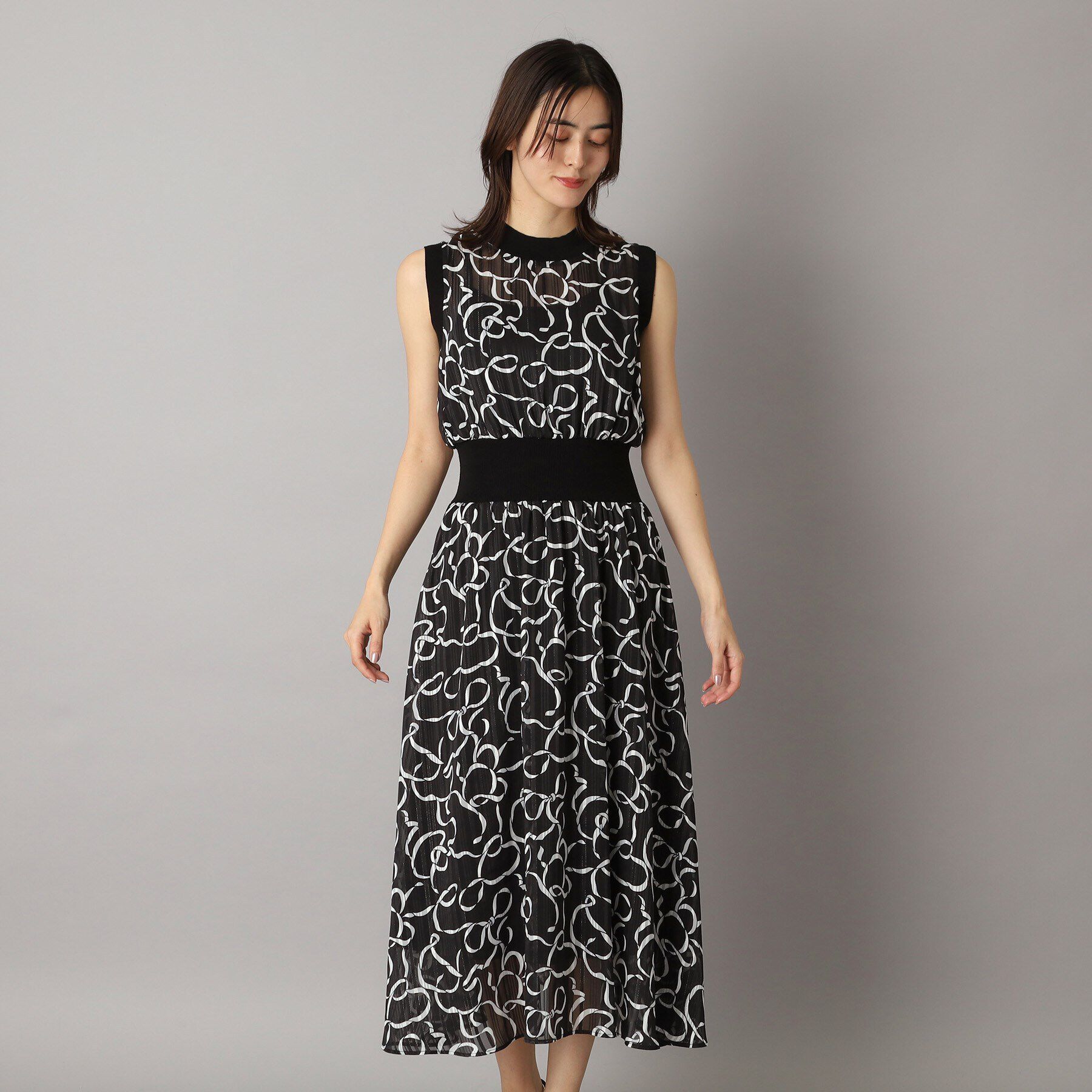 DRESSTERIOR「シアーリボンテーププリントドレス」|ワンピース|