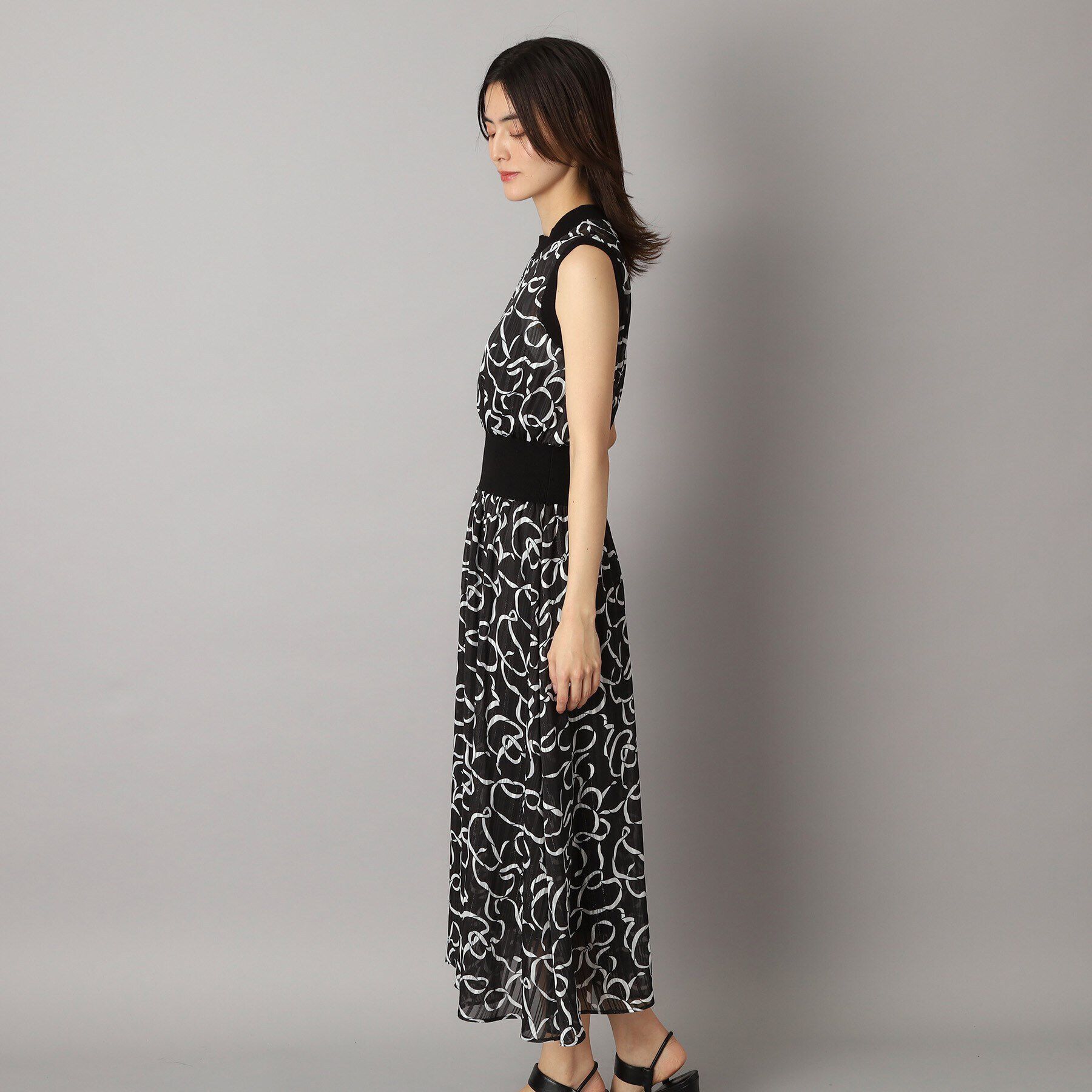 DRESSTERIOR「シアーリボンテーププリントドレス」|ワンピース|