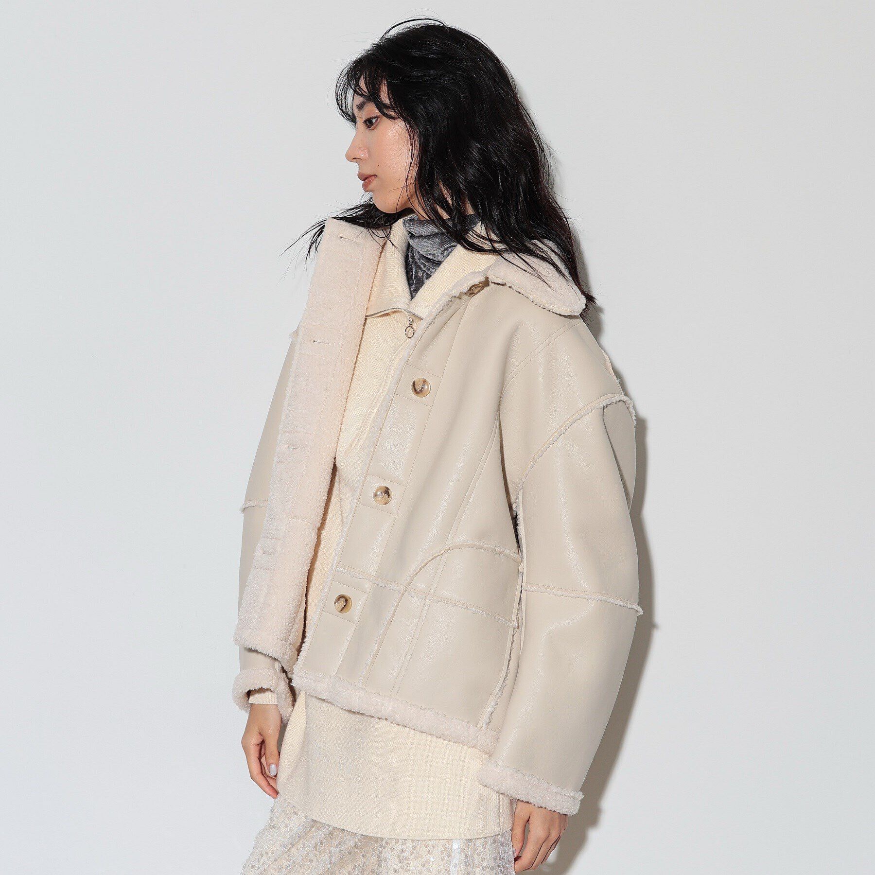 GALLEST「【WEB限定】リバーシブルムートン調ブルゾン」|ブルゾン・スタジャン|