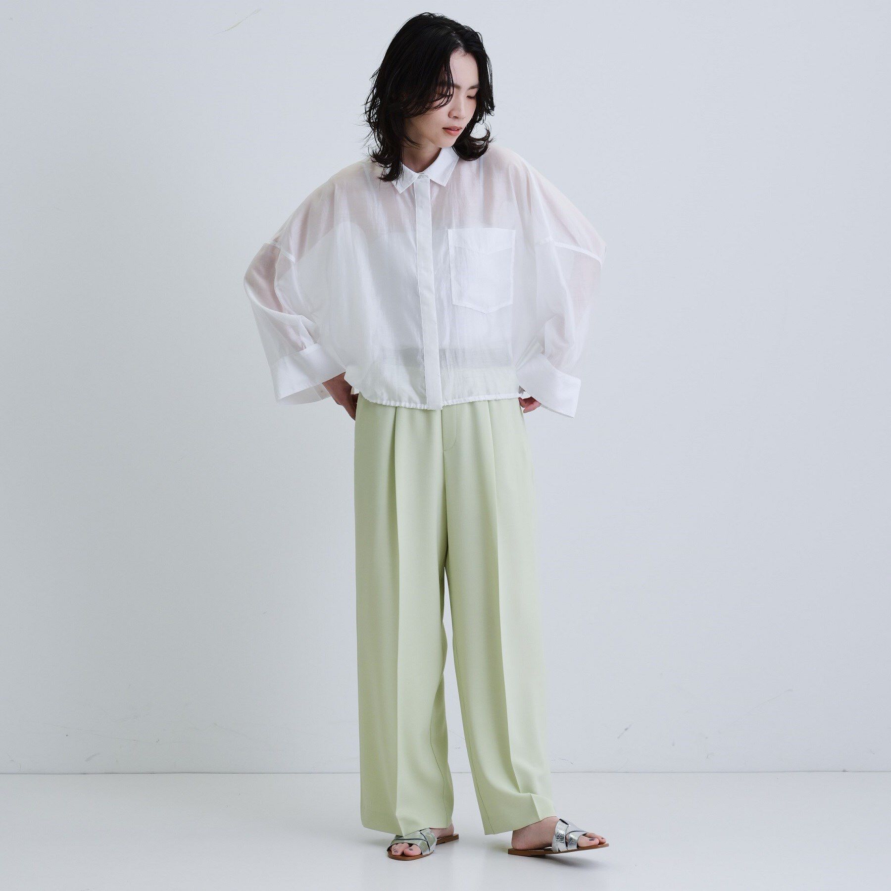 GALLEST「【再入荷】シアーローンステンカラーシャツ/シアーシャツ/シアートップス」|シャツ・ブラウス|