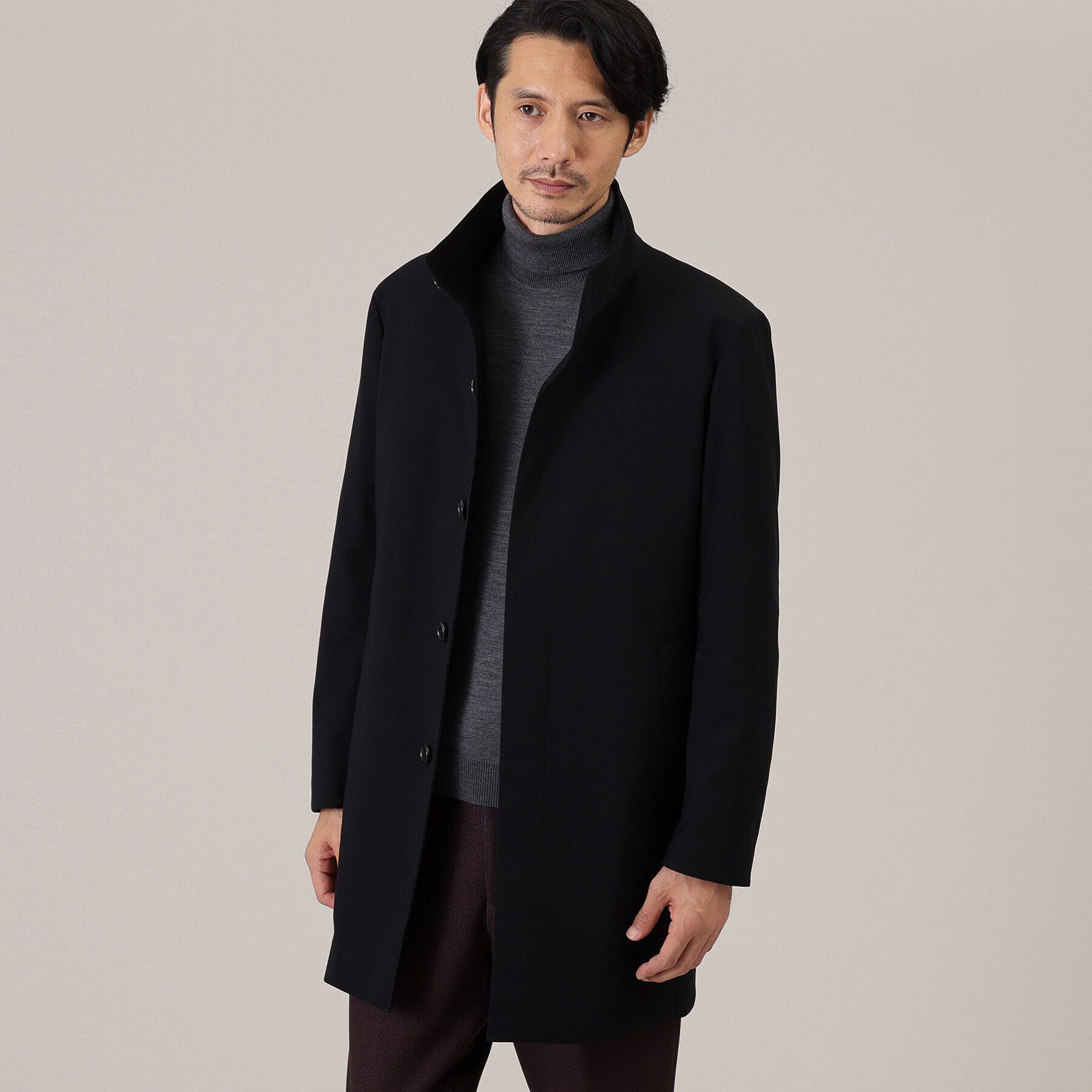 TAKEO KIKUCHI「【ダウンライナー付】メランジ スタンドカラー コート」|その他|ブラック(019)