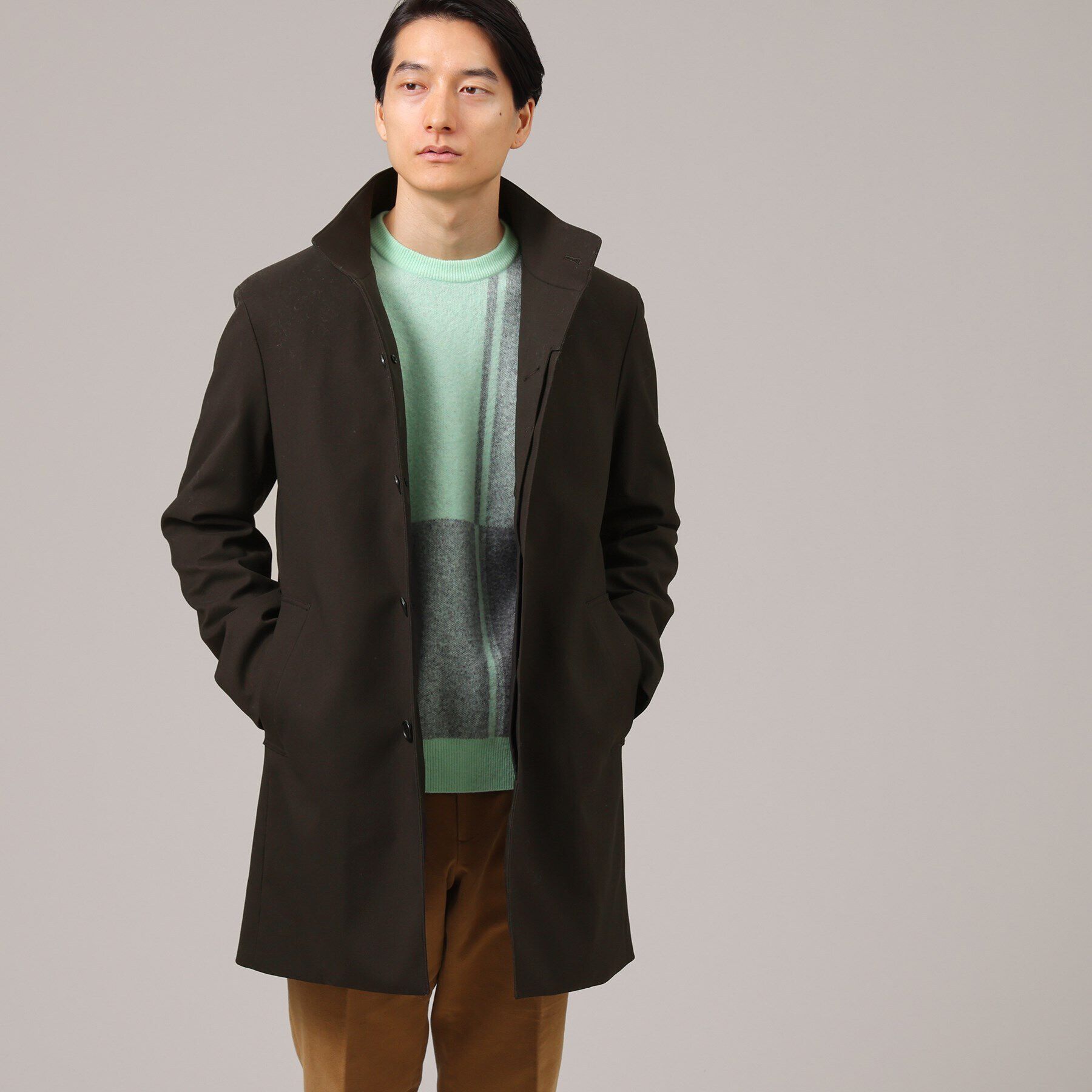 TAKEO KIKUCHI「【ダウンライナー付】メランジ スタンドカラー コート」|その他|ダークブラウン(04