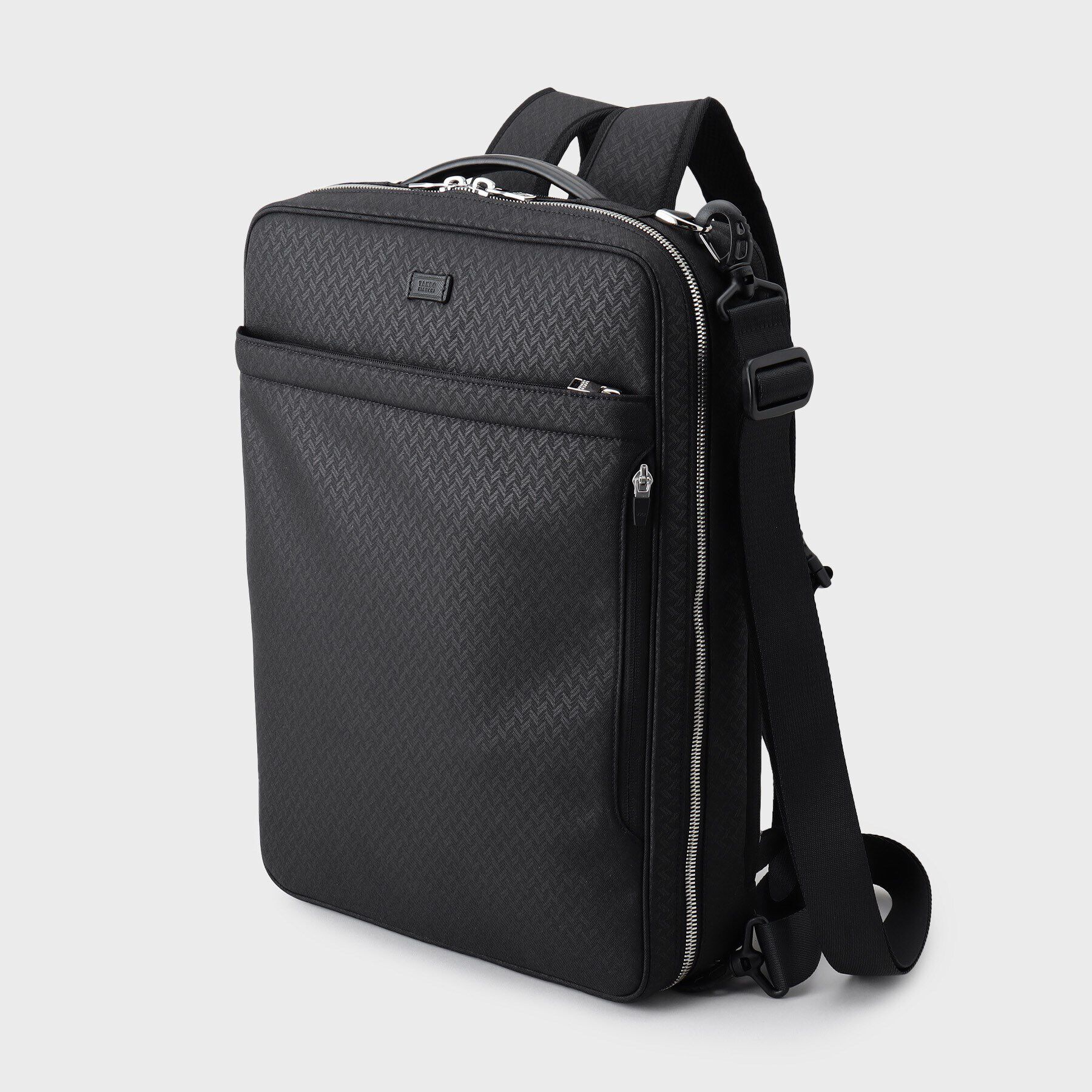 TAKEO KIKUCHI「【3WAY/15インチPC対応】ヒートエンボス矢絣柄 バッグ」|リュック|ブラック(119)