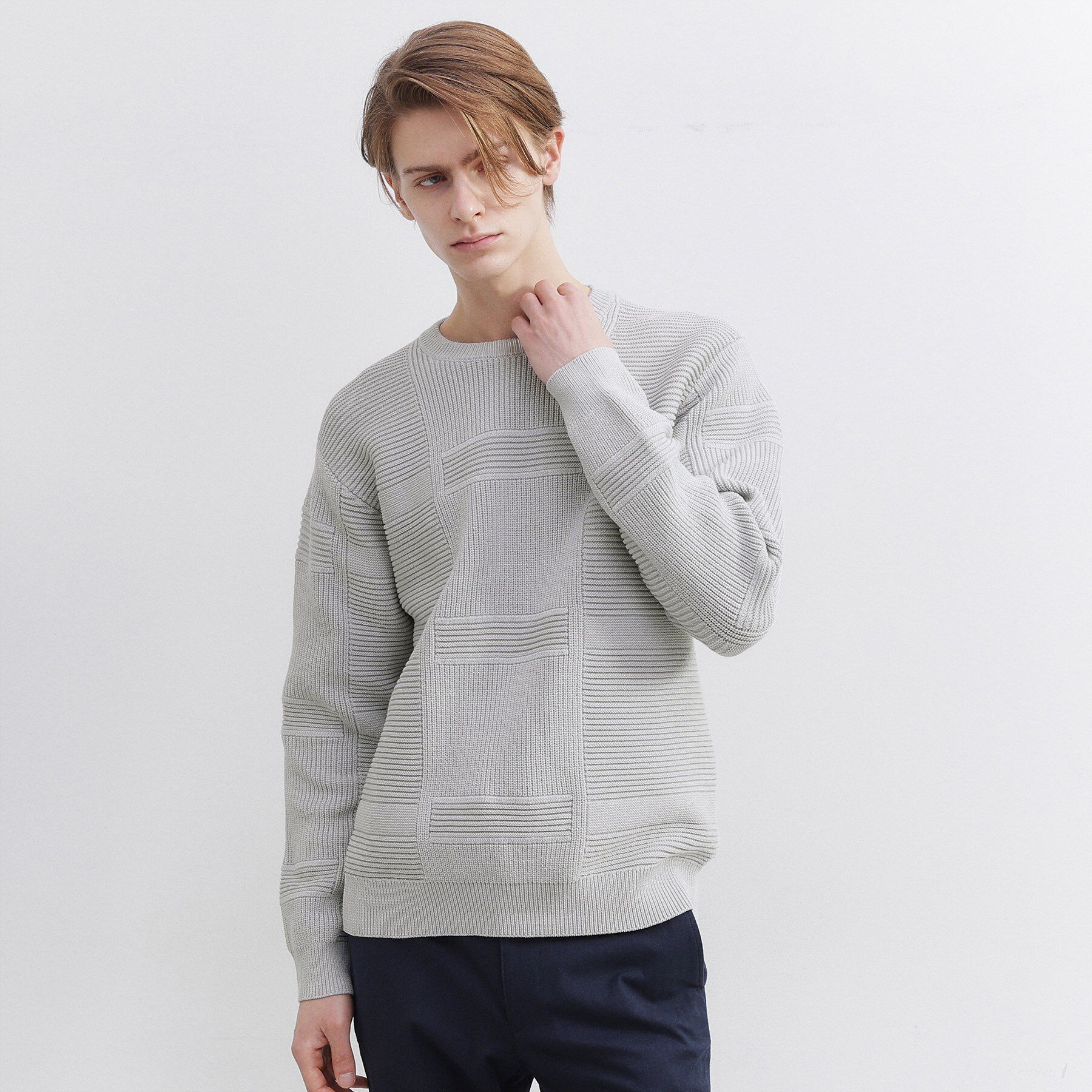 TAKEO KIKUCHI「畦編みチェック プルオーバーニット」|ニット・セーター|