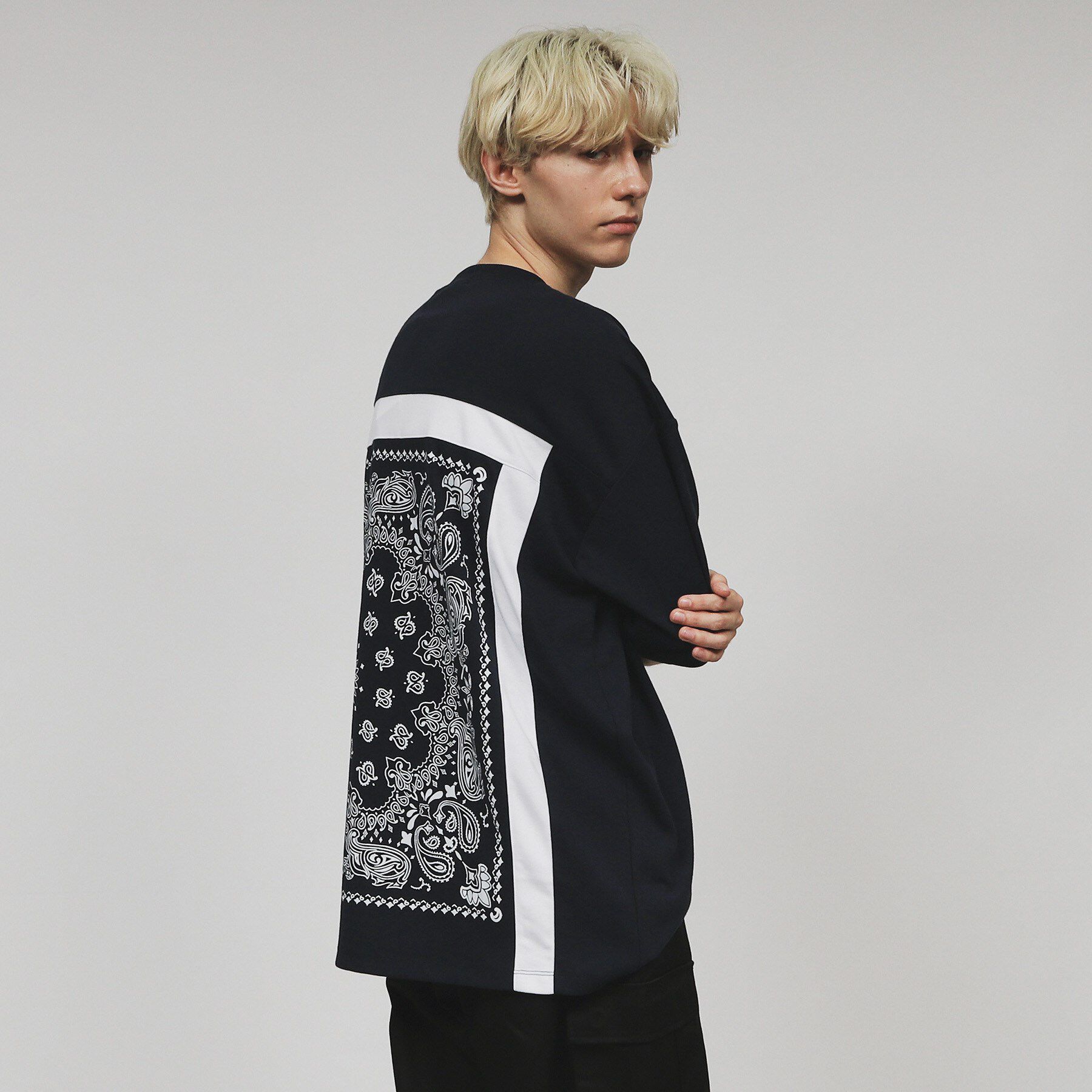 tk.TAKEO KIKUCHI「バンダナ キリカエTシャツ」|Tシャツ・カットソー|ブルー(093)