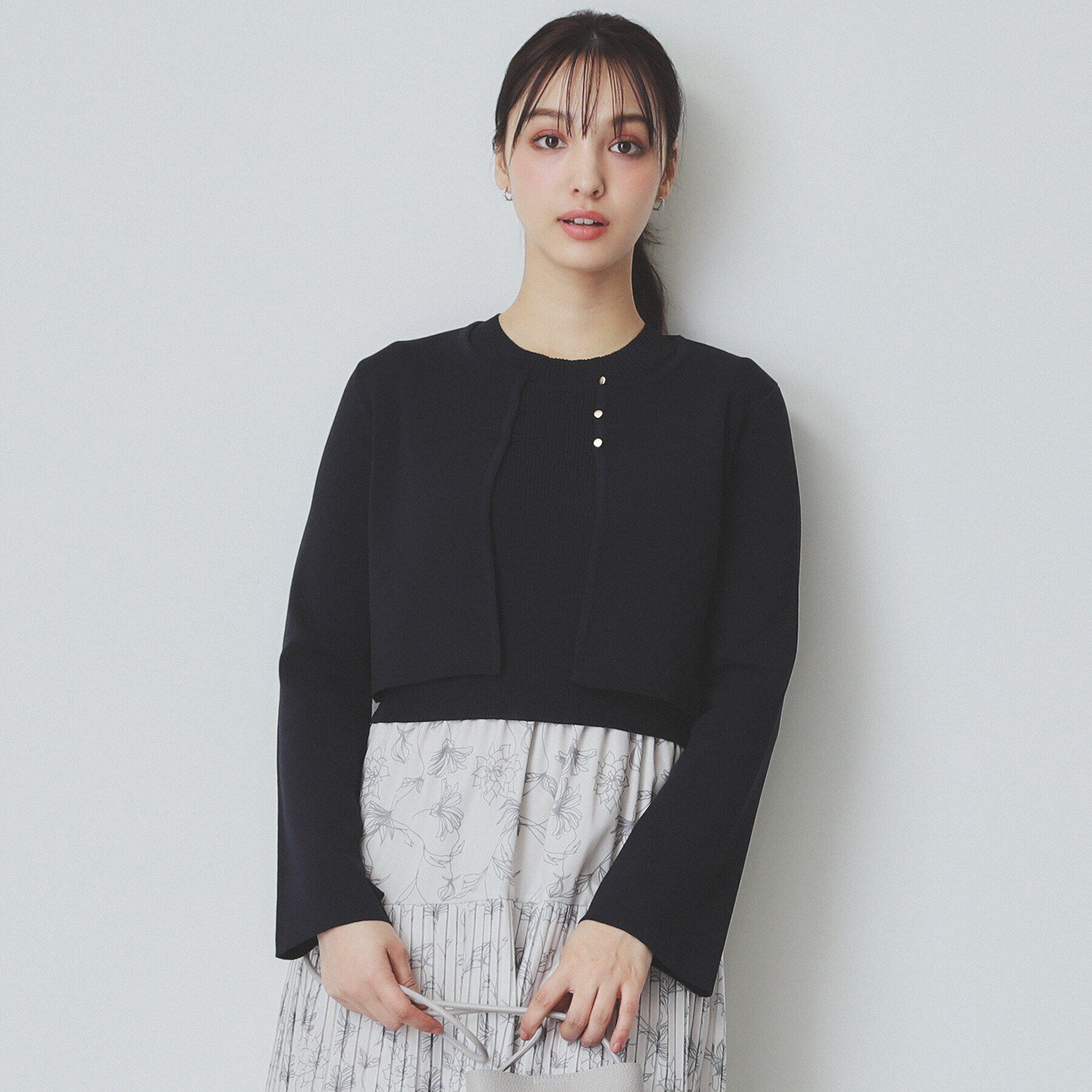 index「《ツインセット》カーディガン&times;ニットドッキングワンピース【洗濯機洗い可】」|スーツ|