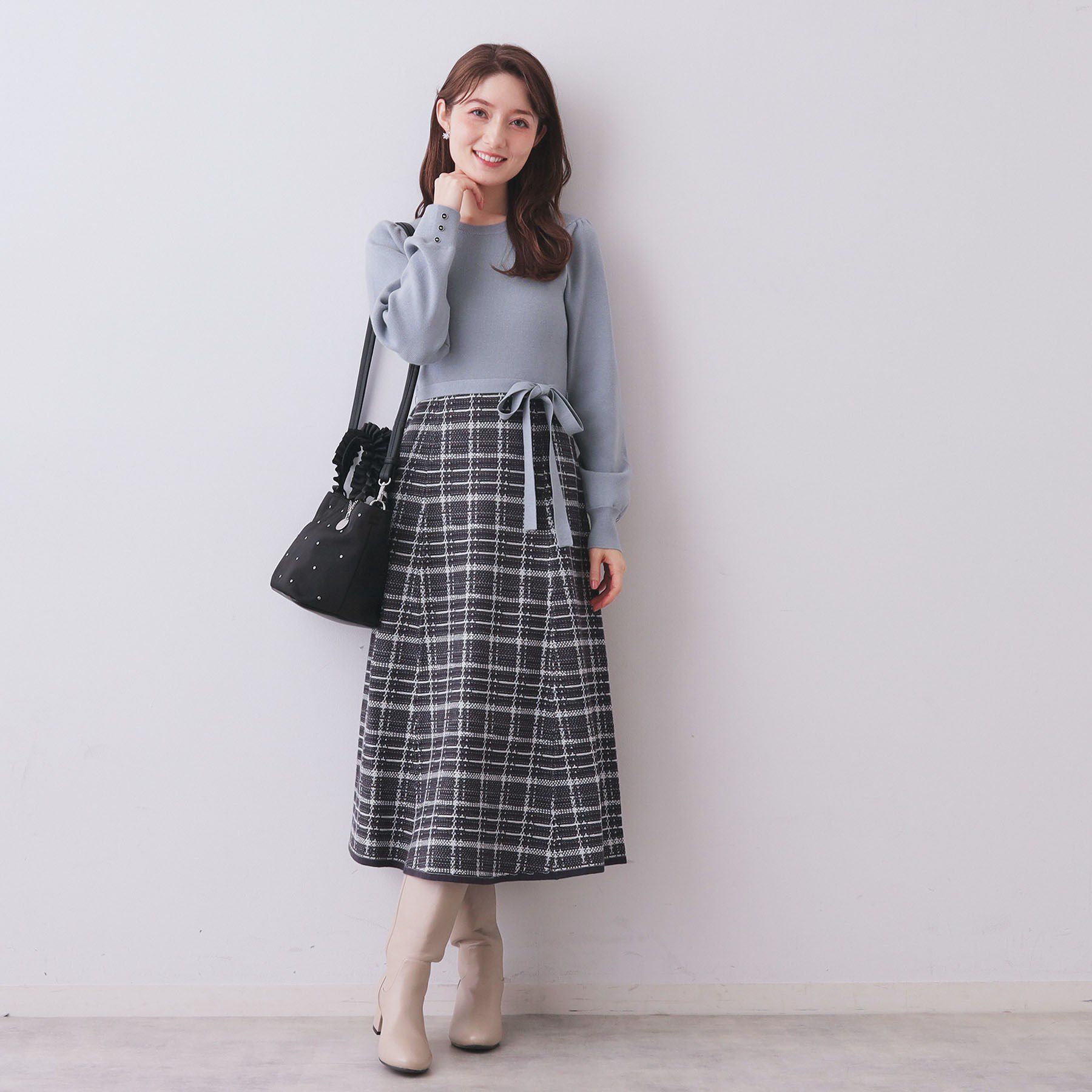 index「チェックラメジャカードニットワンピース」|ワンピース|
