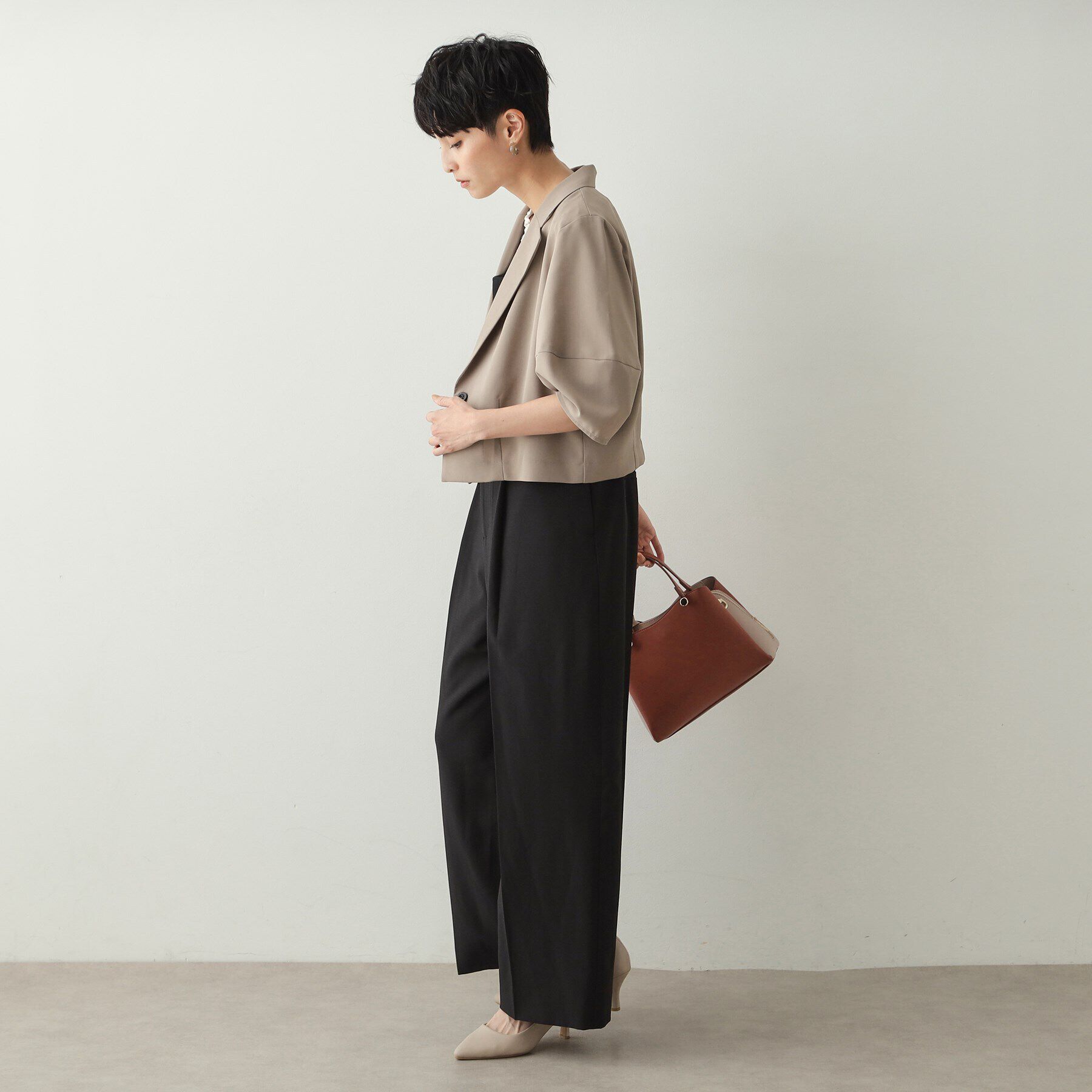 OPAQUE.CLIP「ランタンスリーブテーラードジャケット【洗濯機洗い可】」|テーラードジャケット|