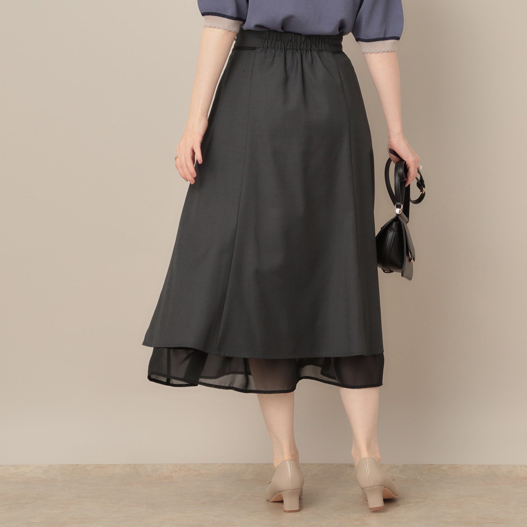 Couture broach「【マシンウォッシャブル・美シルエット】裾シアーフレアスカート」|スカート|