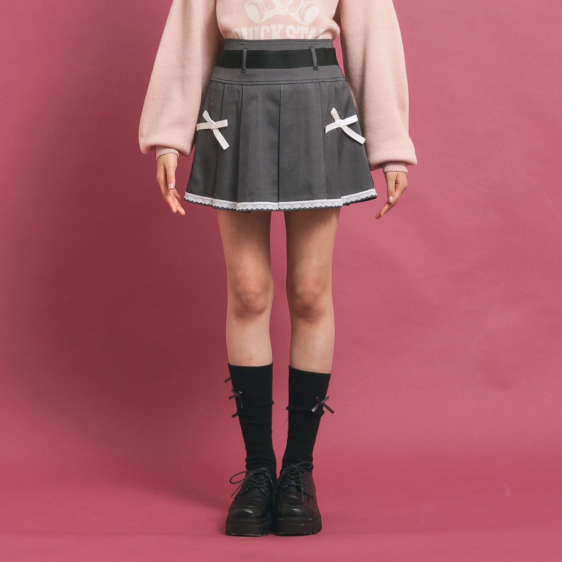 PINK-latte「【トレンド部発】かわいさ盛れる ベルト付きプリーツスカート」|スカート|