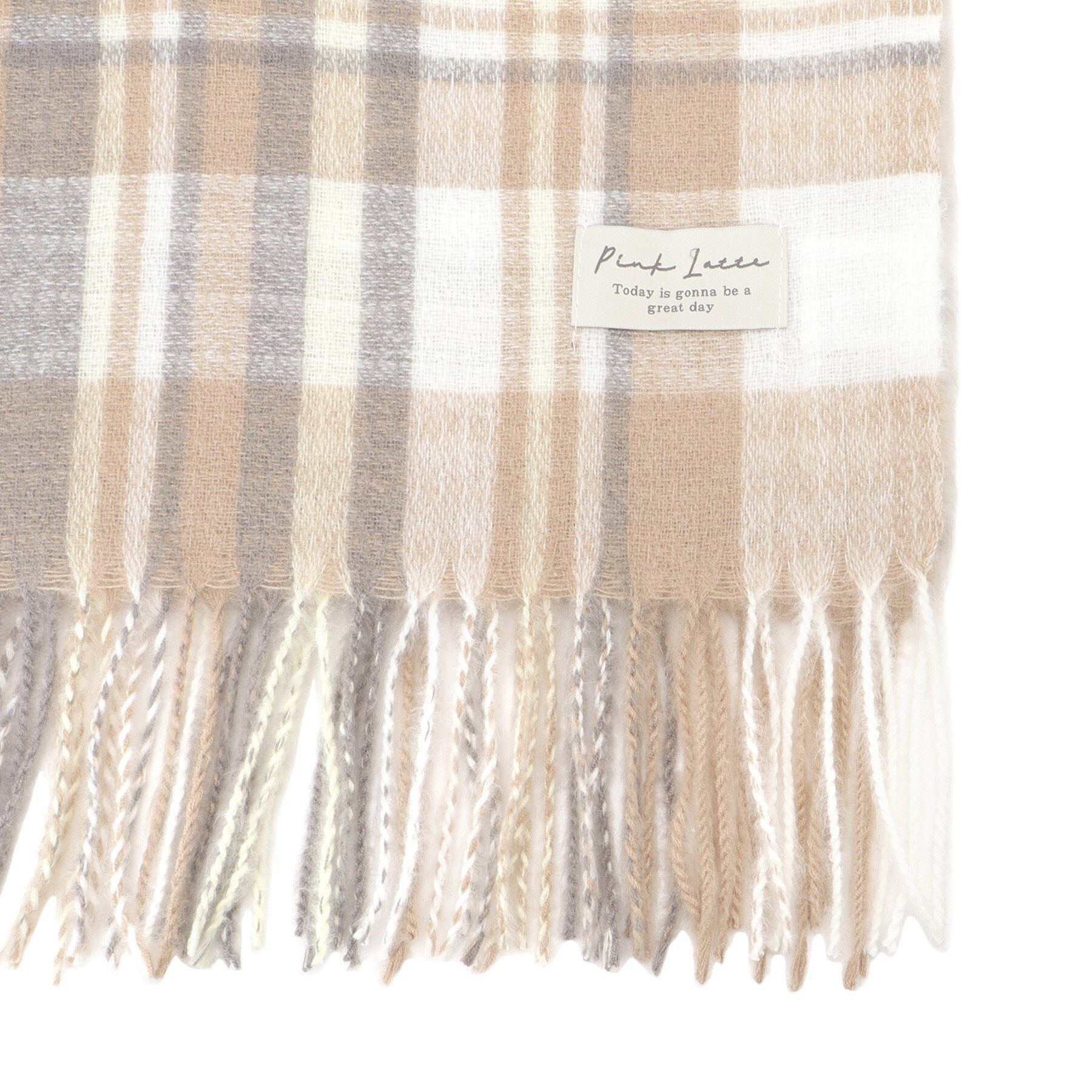 PINK-latte「起毛タータンストール」|マフラー|