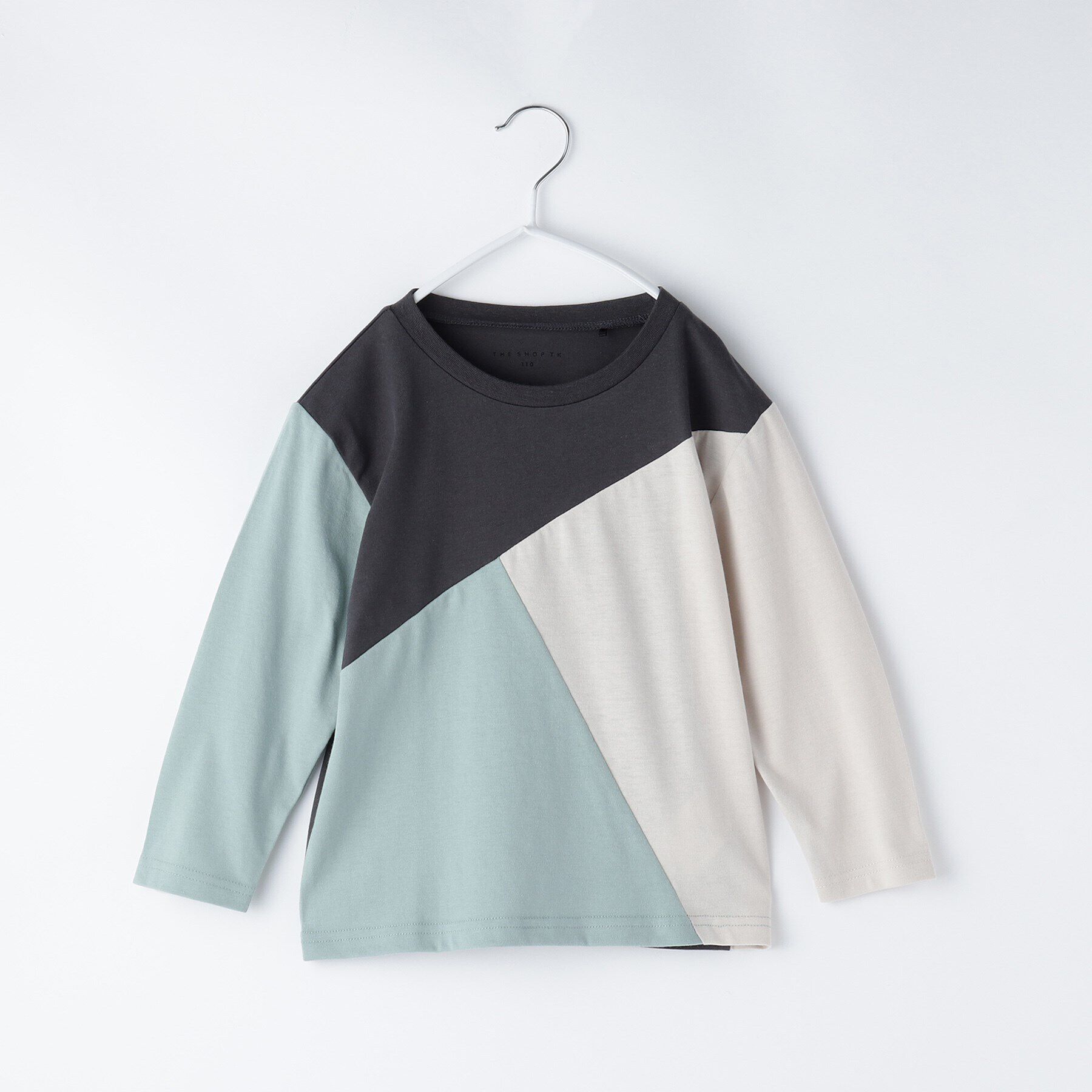 THE SHOP TK「【100-150】斜めブロッキング長袖Tシャツ/洗濯機OK」|Tシャツ・カットソー|チャコールグレー(5