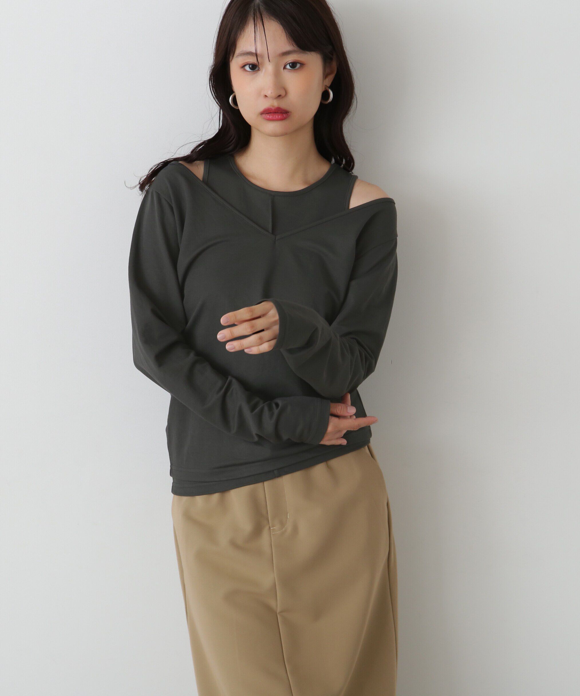  「タンク&times;ロンTレイヤードカットソー」|Tシャツ・カットソー|