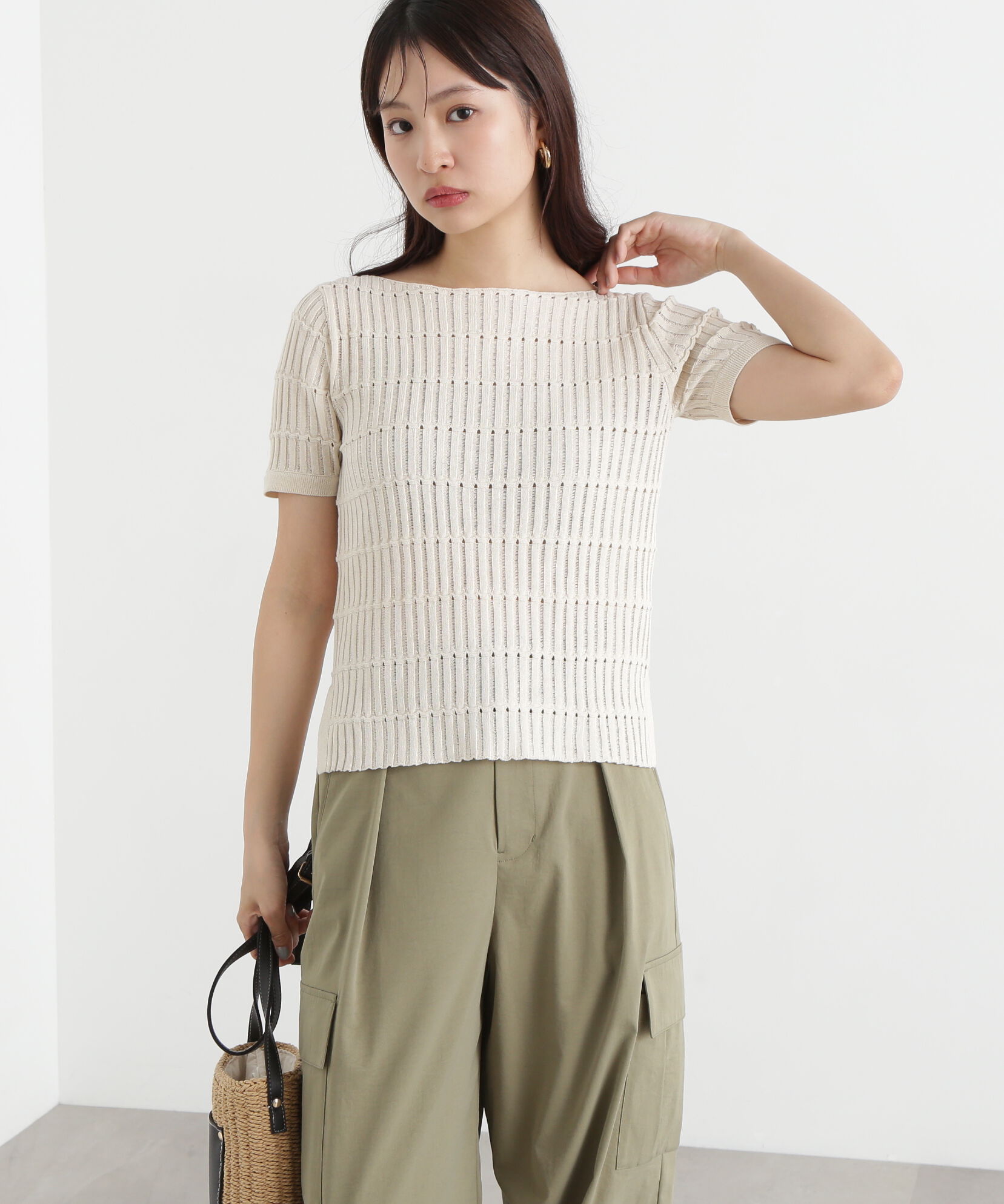  「ハリヌキ変形リブニット」|ニット・セーター|オフ1