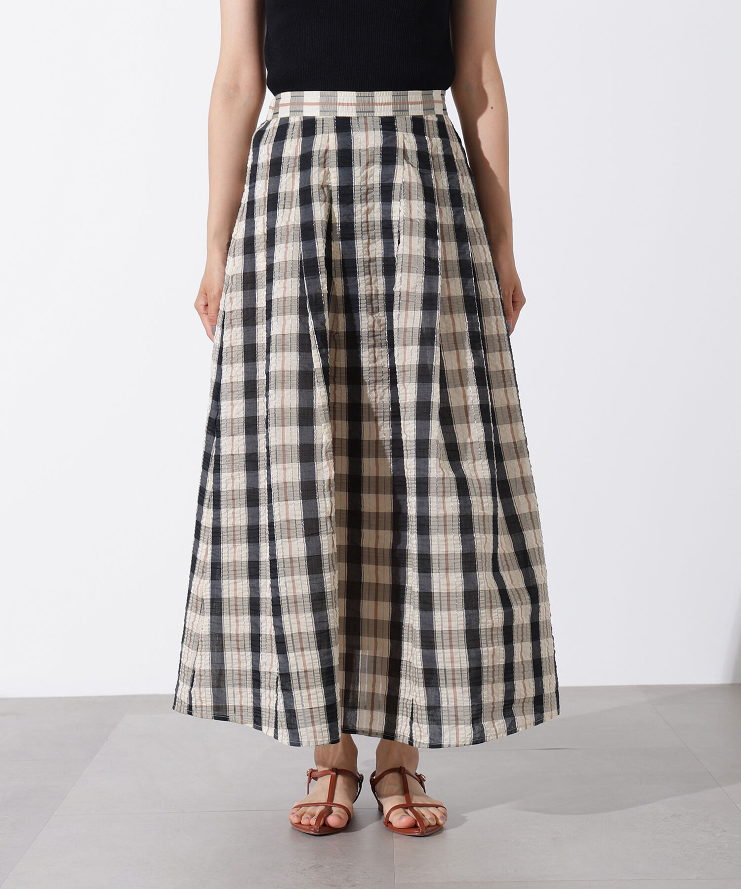  「シアーチェックフレアスカート」|スカート|