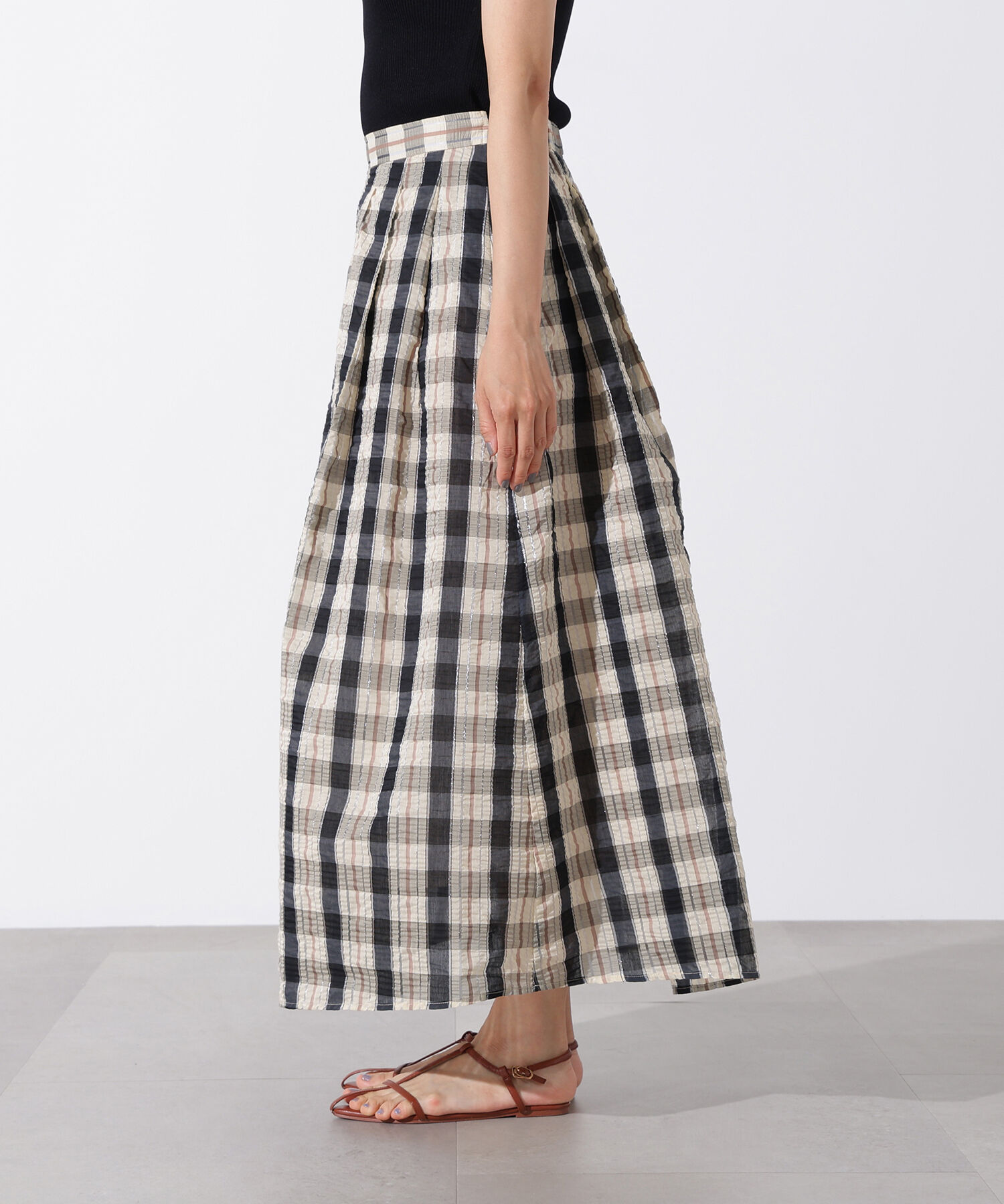  「シアーチェックフレアスカート」|スカート|