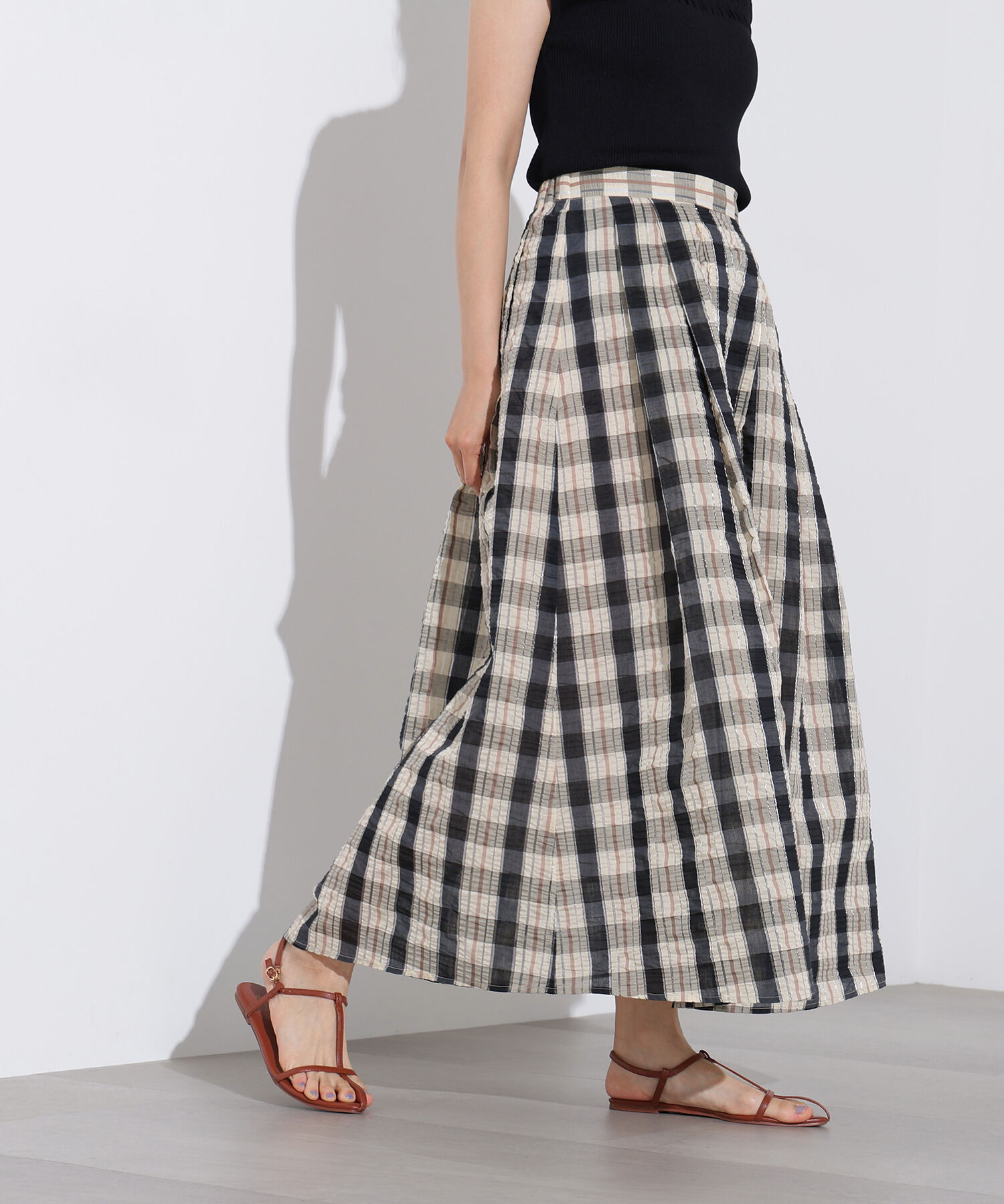  「シアーチェックフレアスカート」|スカート|
