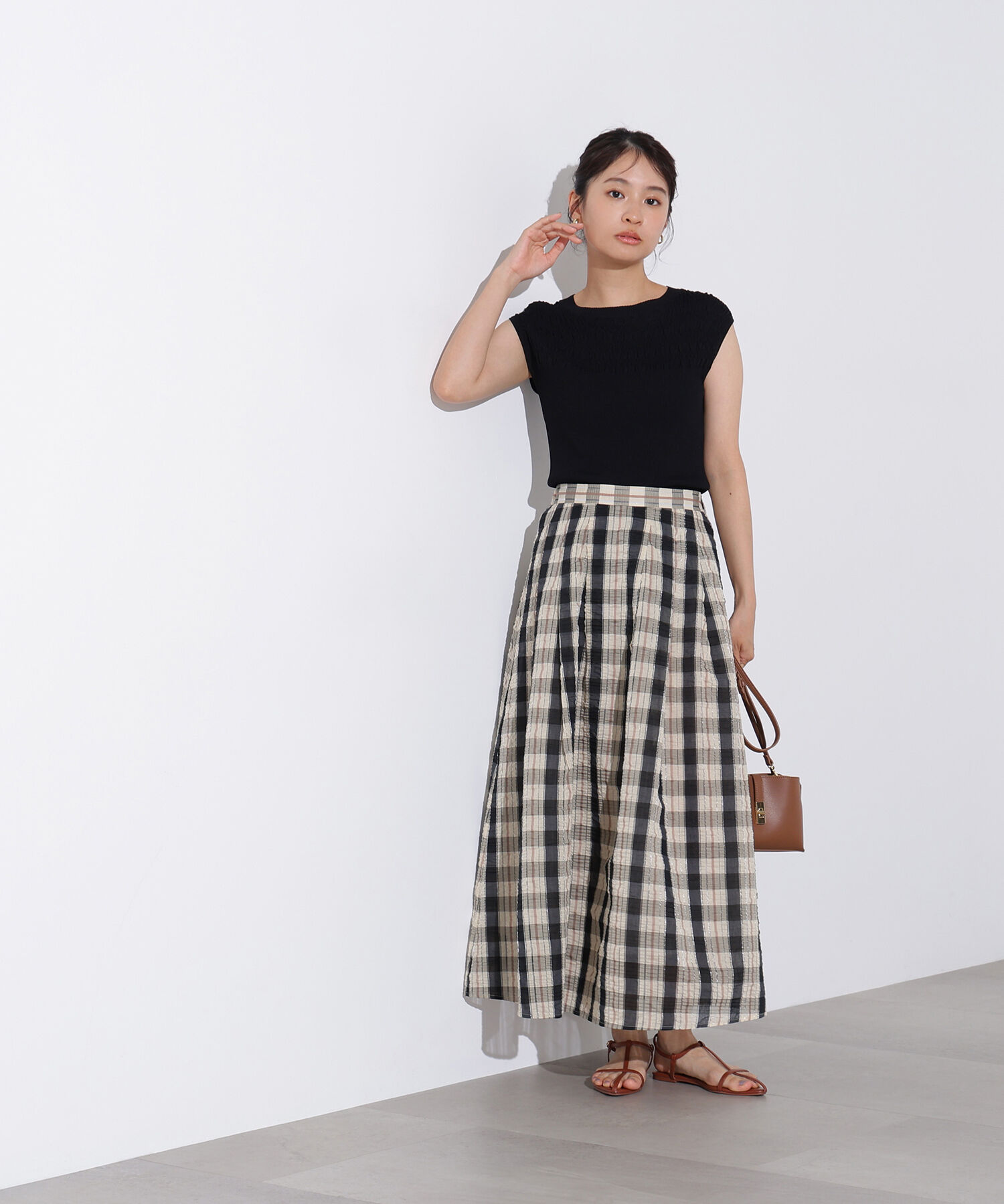  「シアーチェックフレアスカート」|スカート|