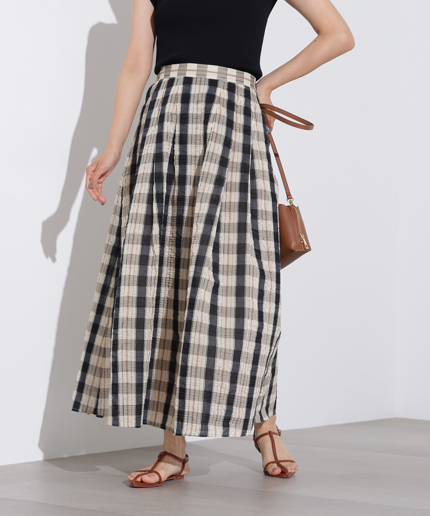  「シアーチェックフレアスカート」|スカート|