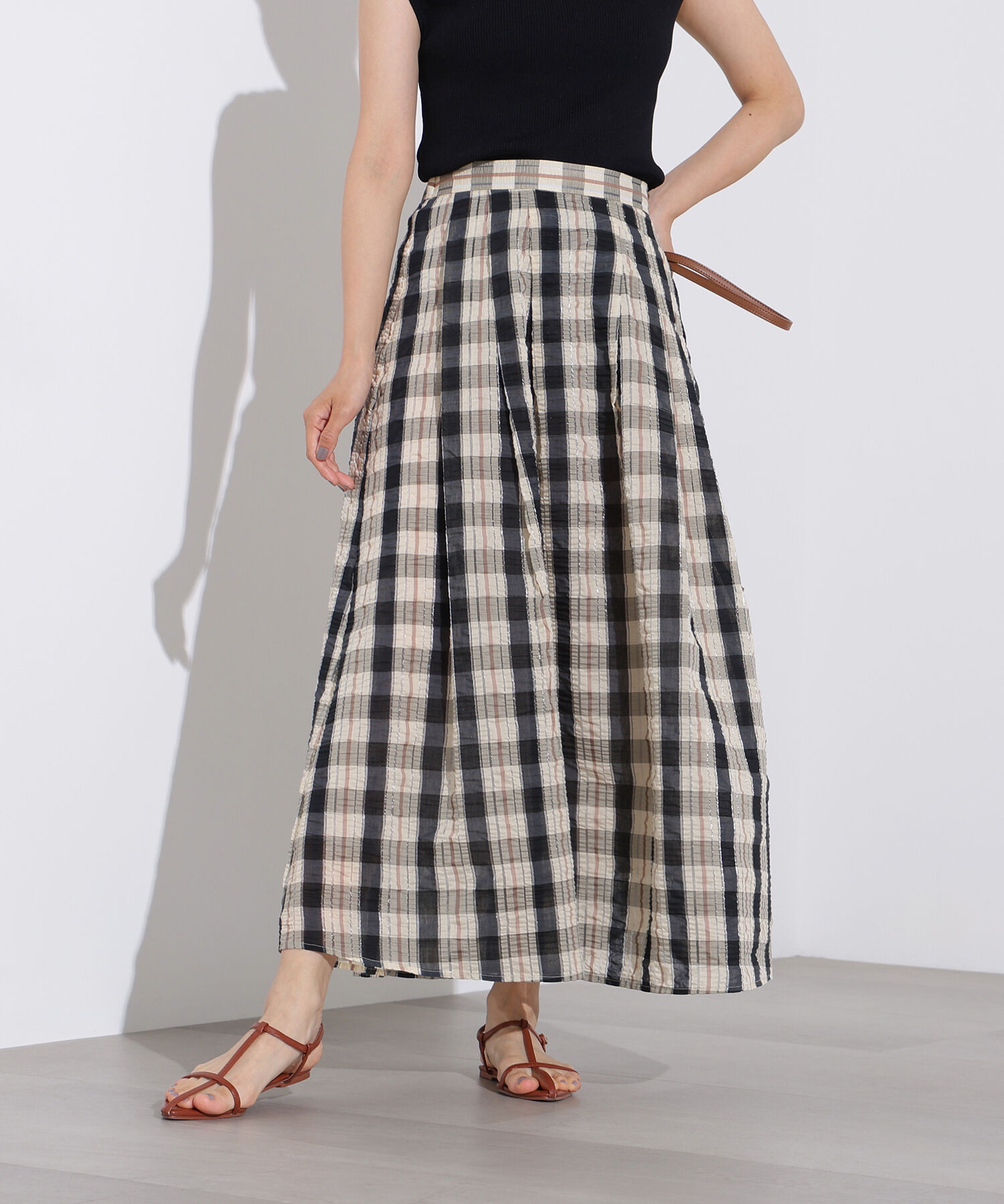  「シアーチェックフレアスカート」|スカート|