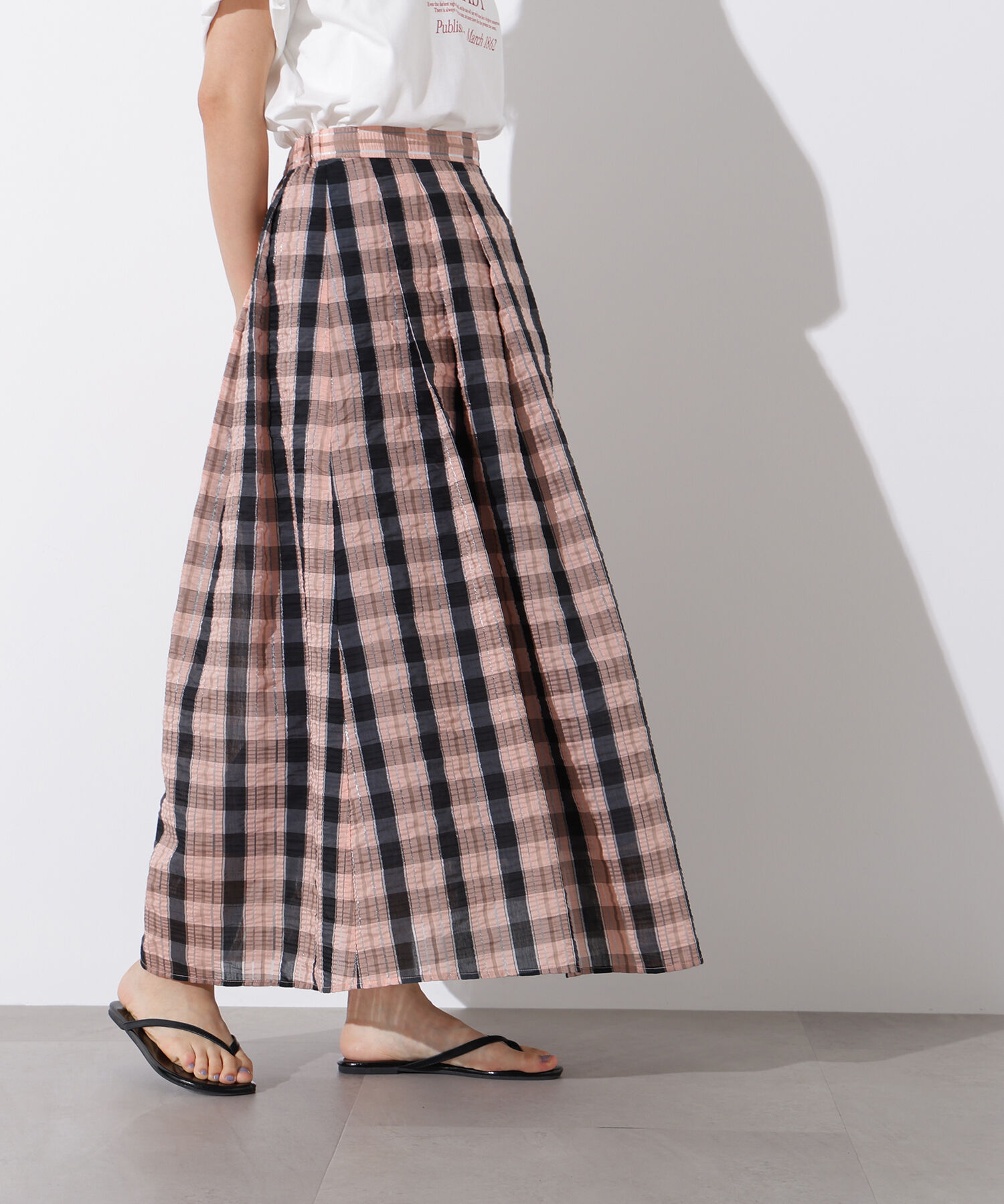  「シアーチェックフレアスカート」|スカート|