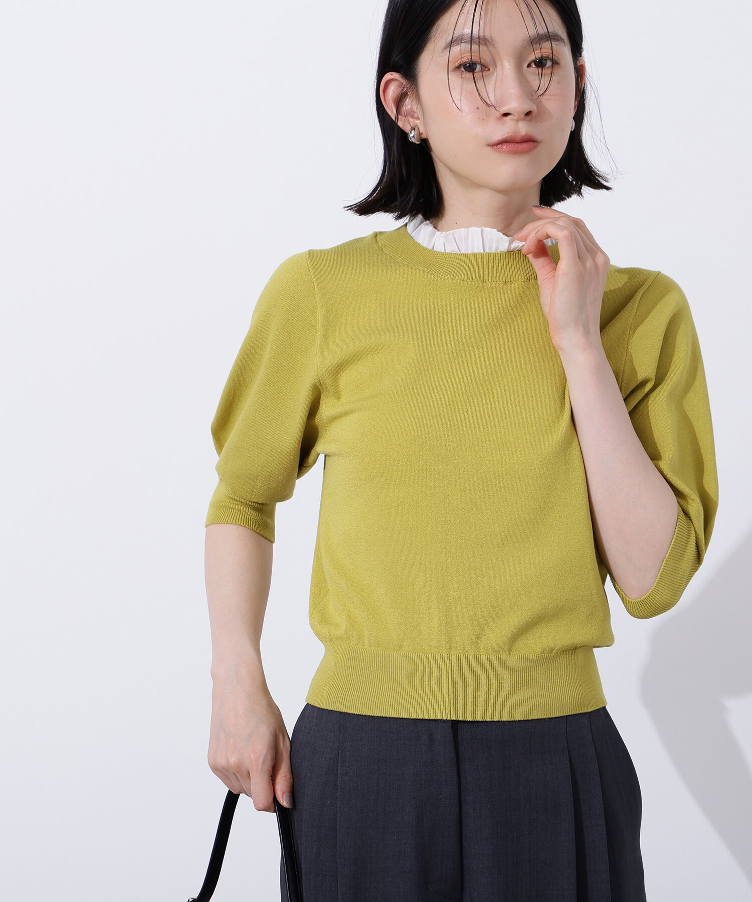  「フリルネックフォルムスリーブニット」|ニット・セーター|