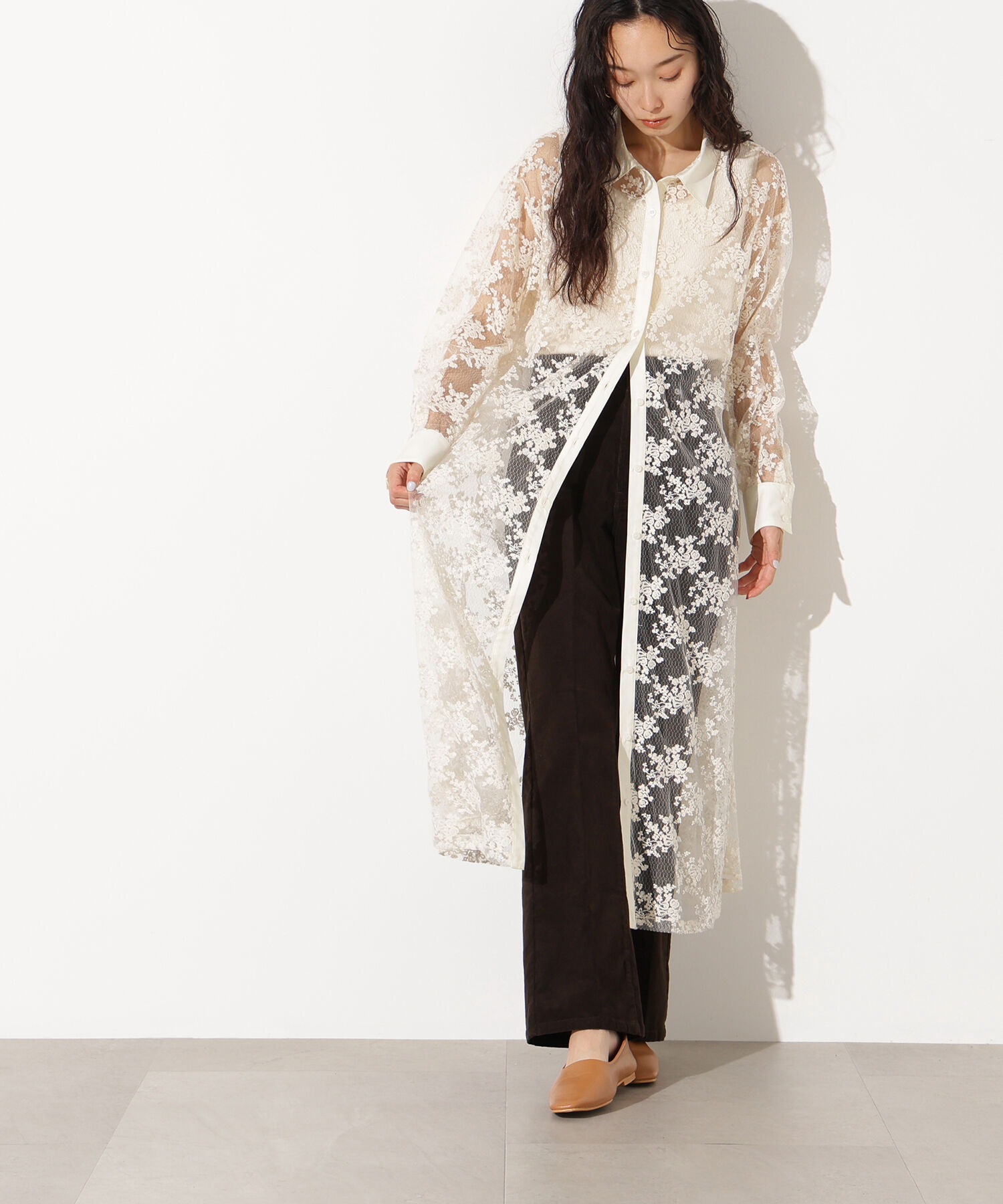  「レースクレリックシャツワンピース」|ワンピース|