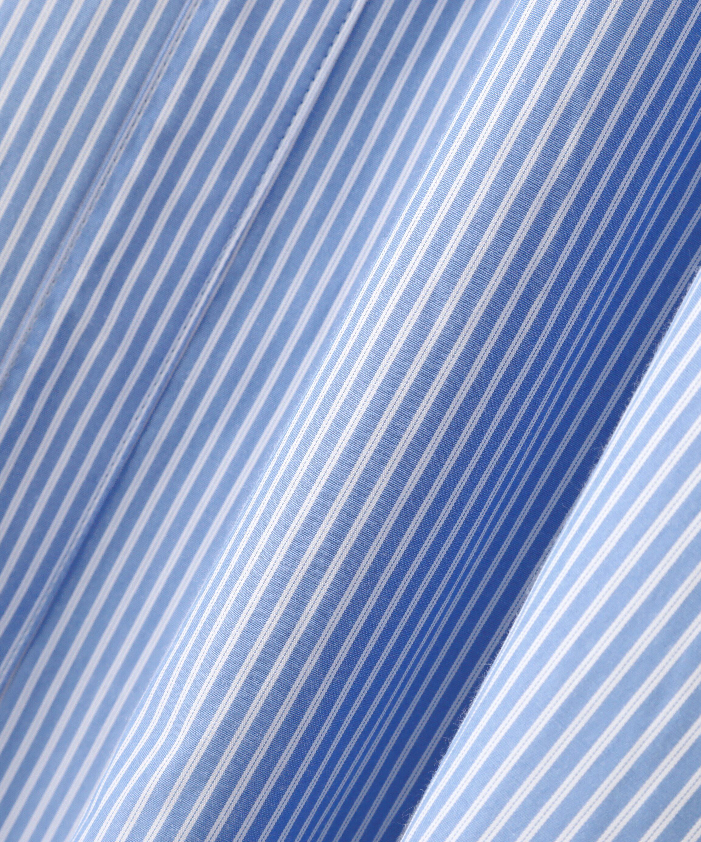  「ギャザースリーブストライプシャツワンピース」|ワンピース|