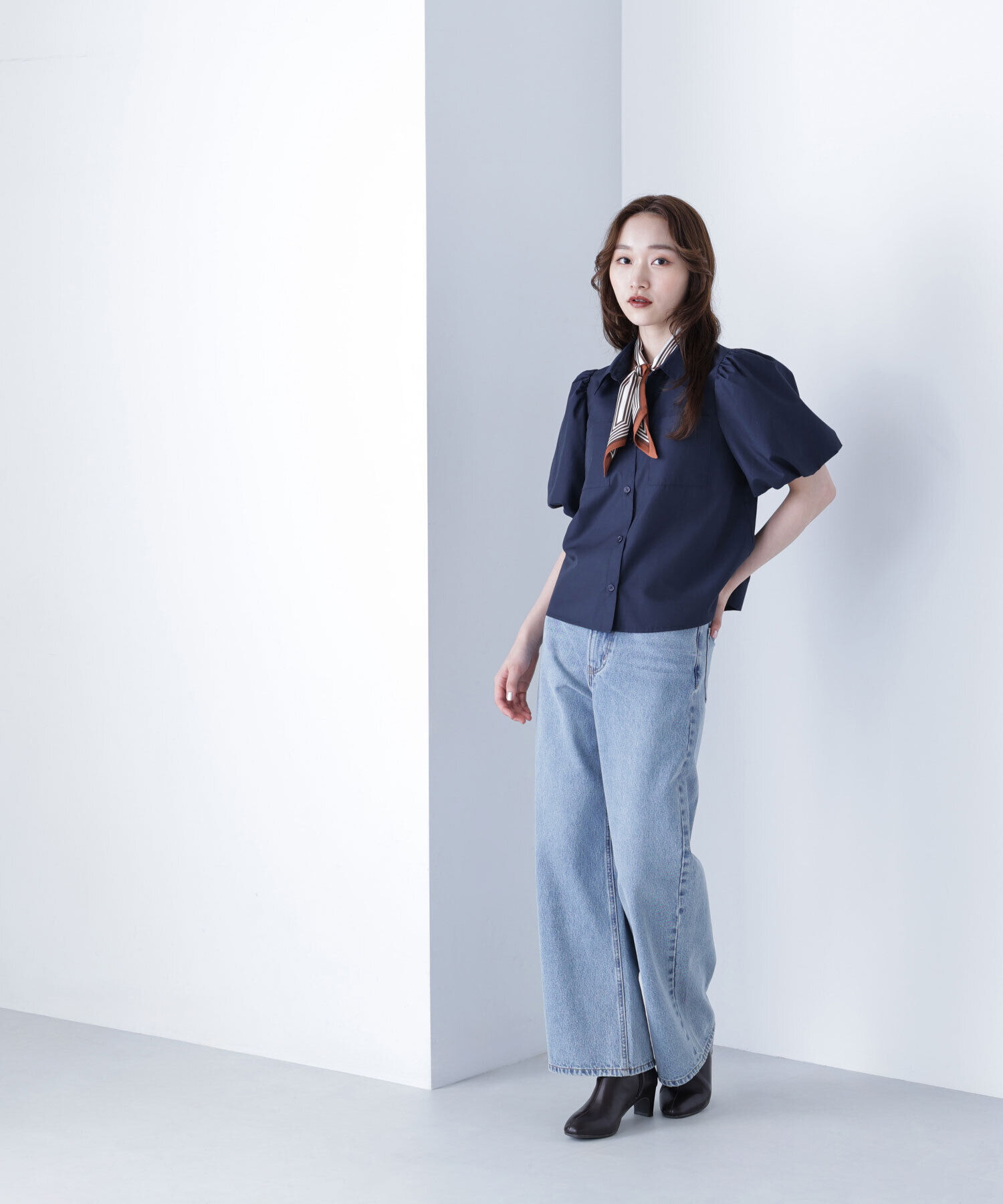  「スカーフ付バルーンスリーブシャツ」|シャツ・ブラウス|