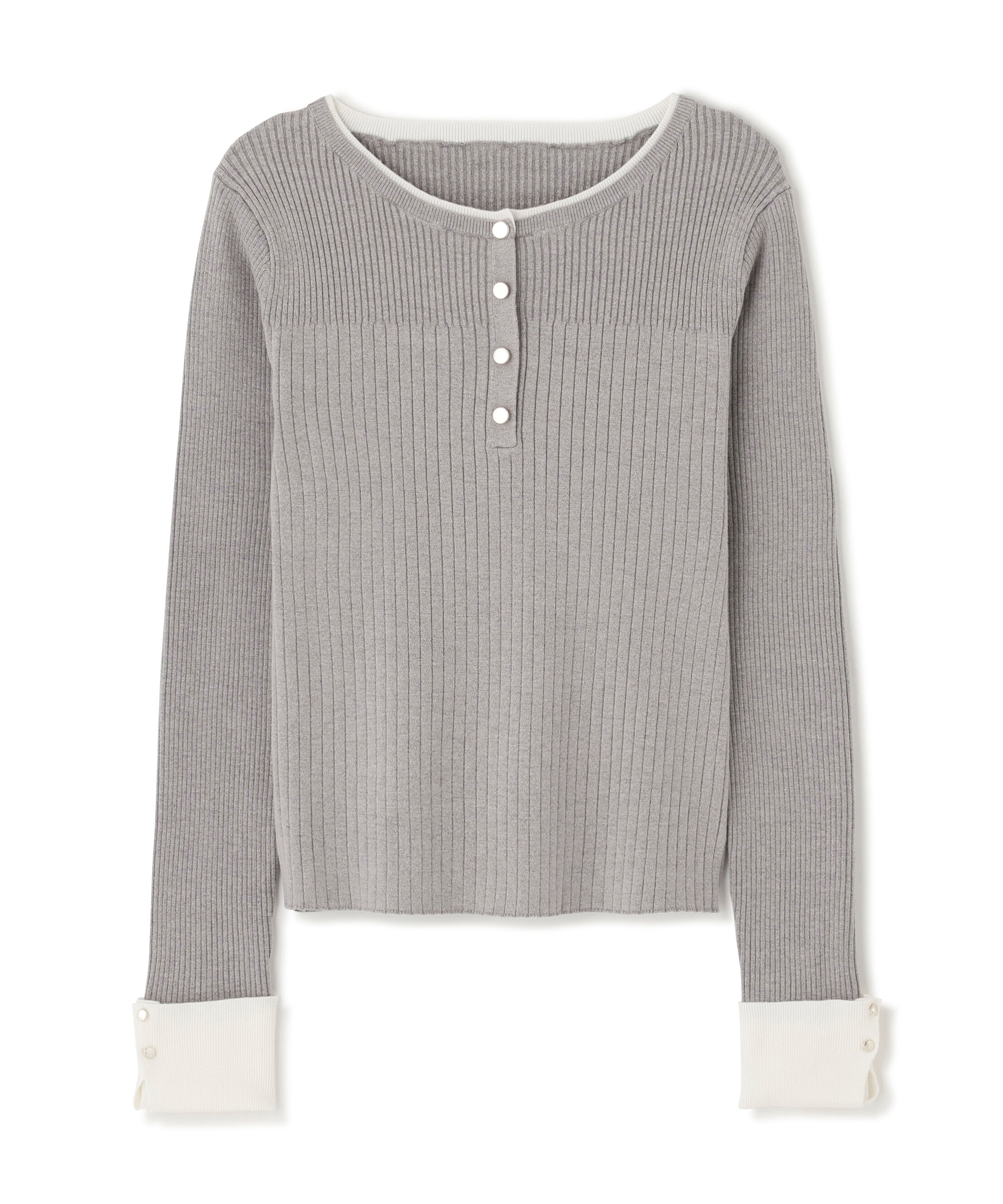  「フロントボタンバイカラーニット」|ニット・セーター|