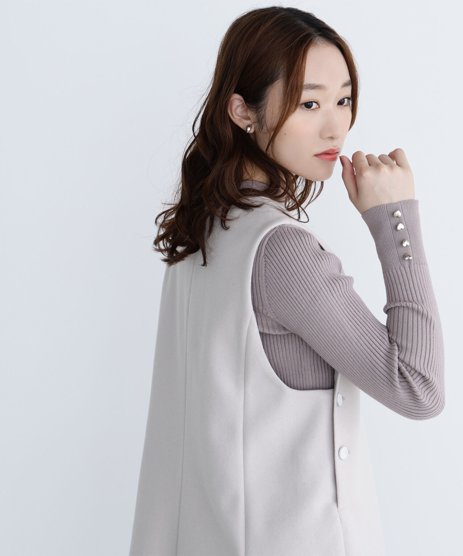  「ハートボタンカフスニット」|ニット・セーター|